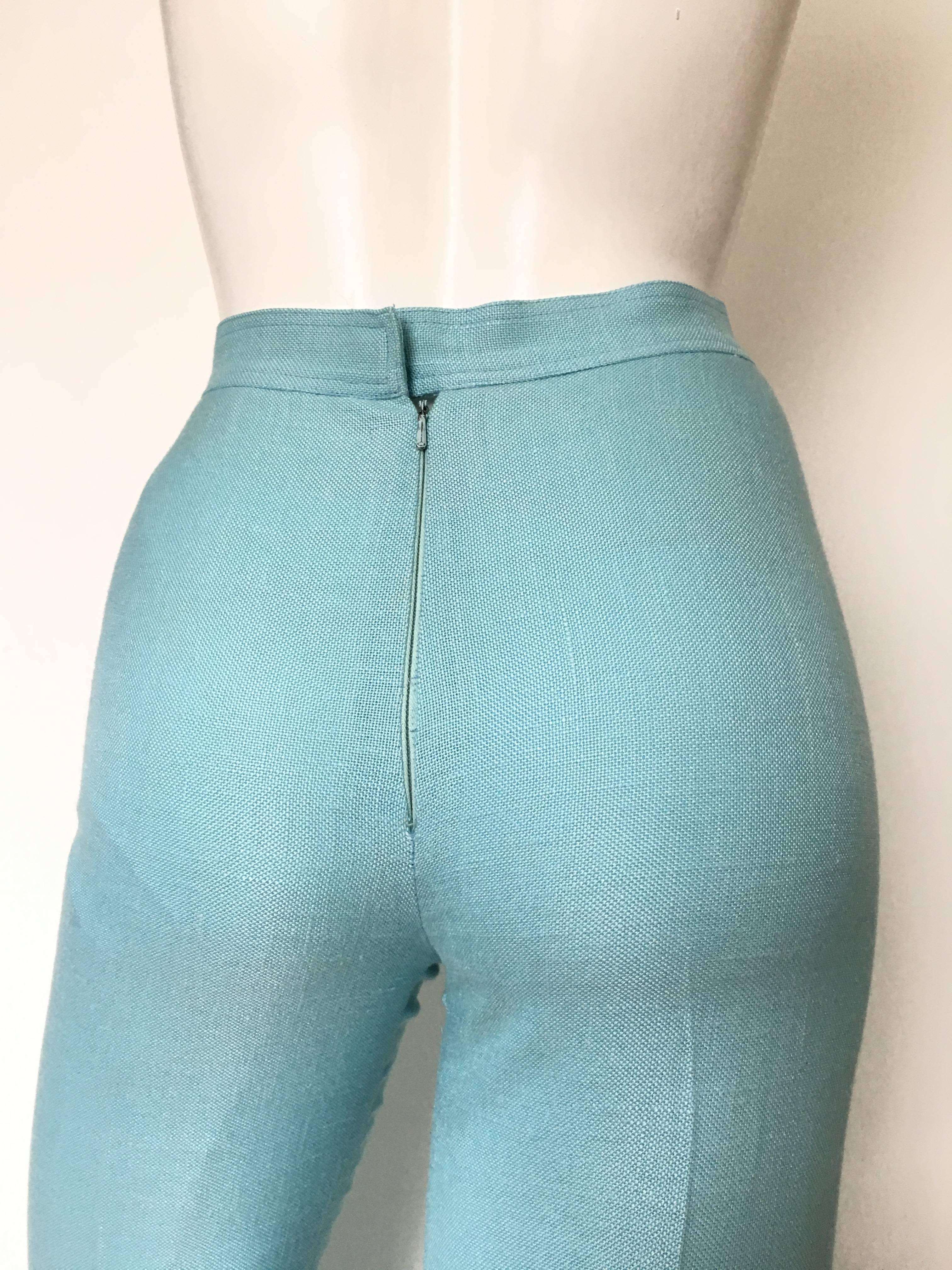 Courreges 1970s Aqua Pants X Small. 1