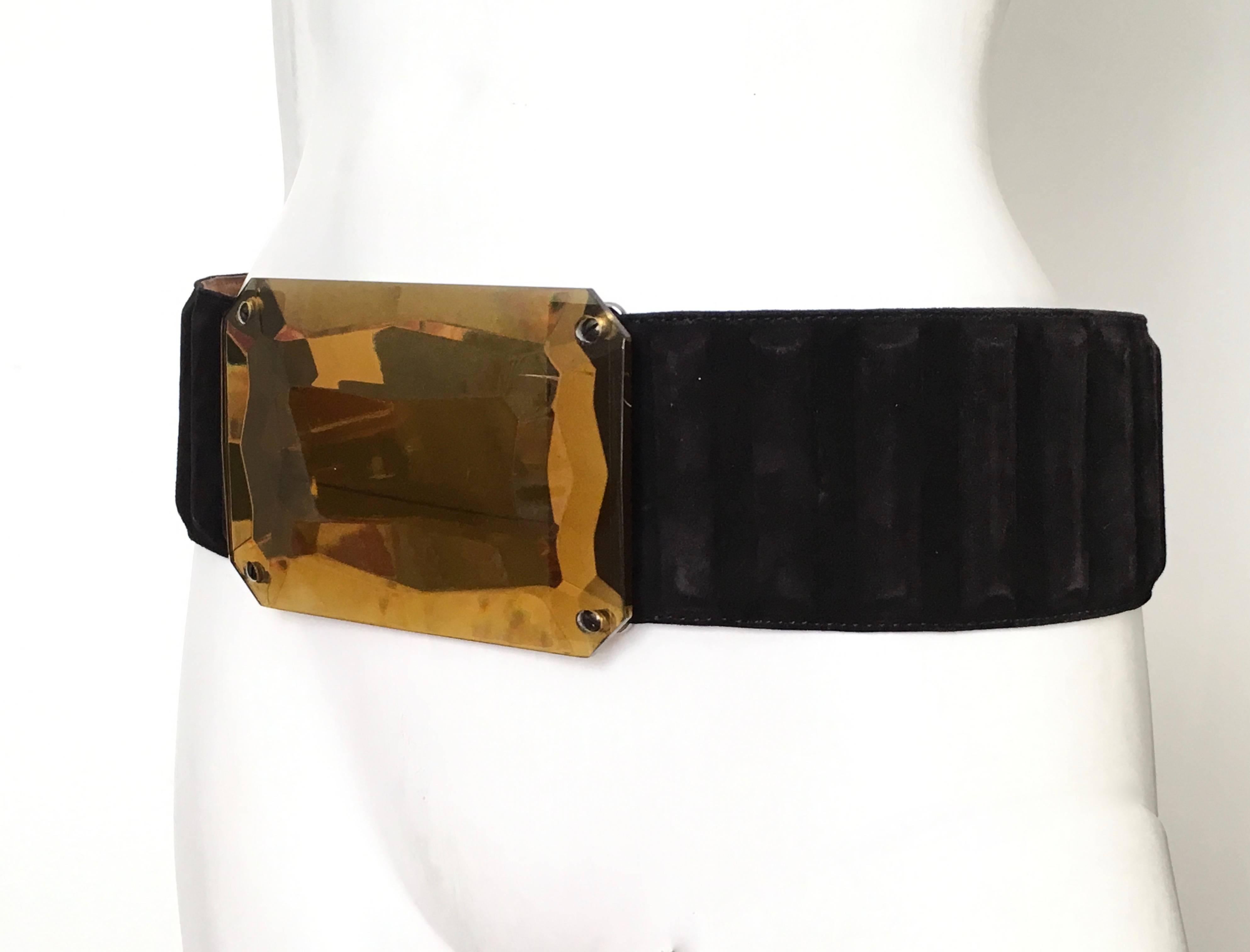 Fendi Lucite Buckle With Black Suede Strap Belt Size 34.  For Sale 3
