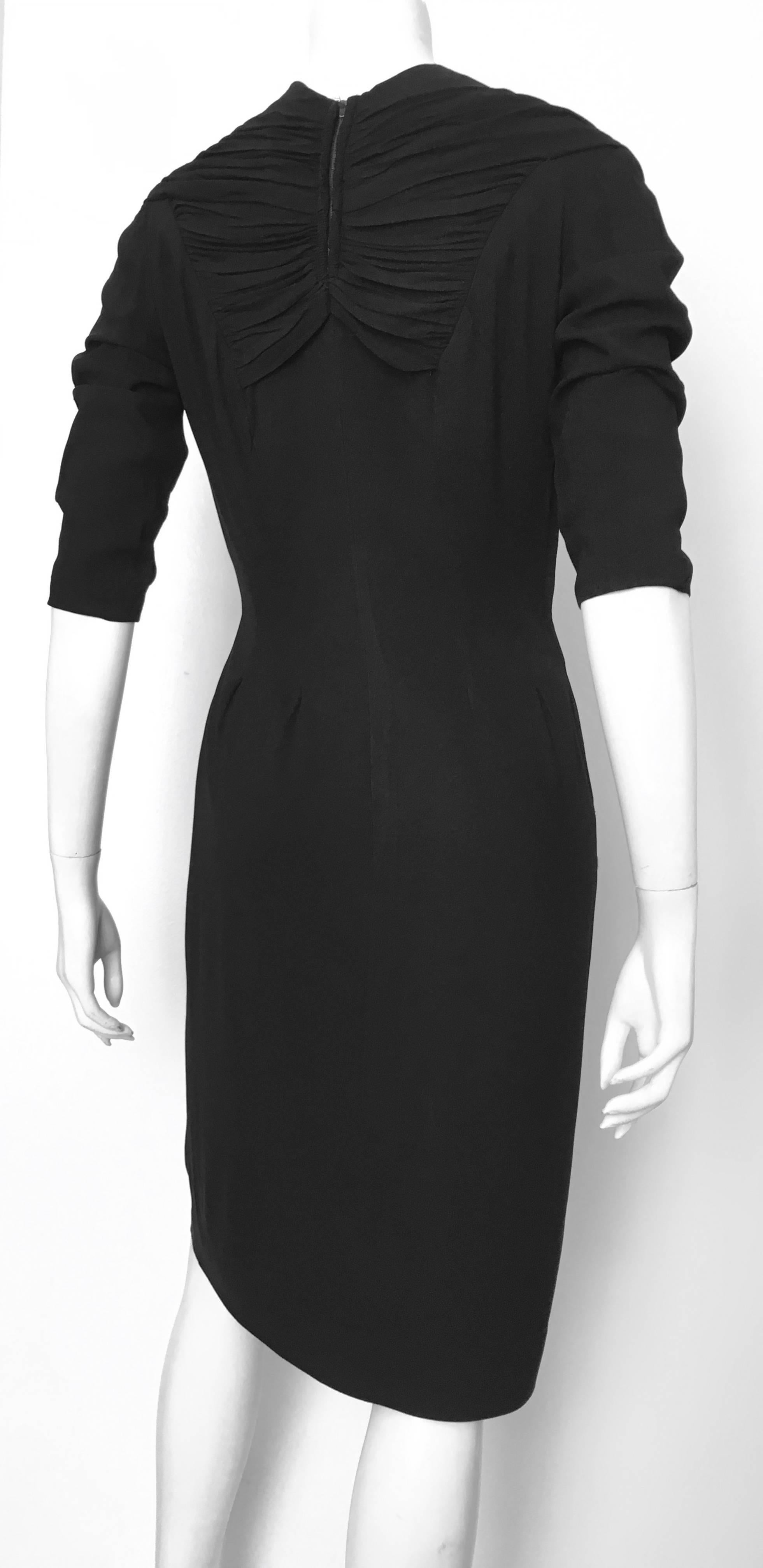 Jo Copeland Black Wool Evening Dress Size 6.  In Excellent Condition For Sale In Atlanta, GA