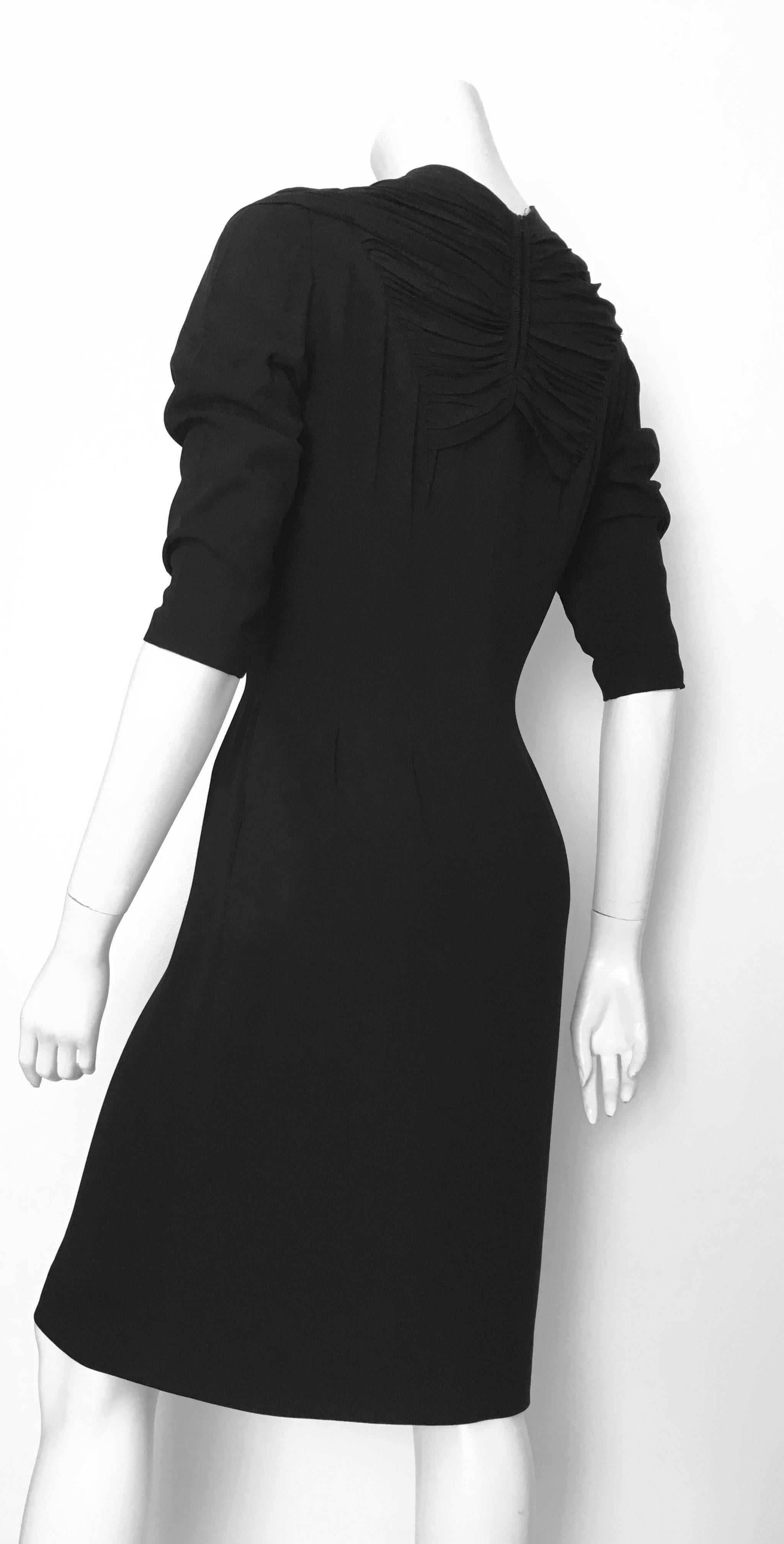 Jo Copeland Black Wool Evening Dress Size 6.  For Sale 1