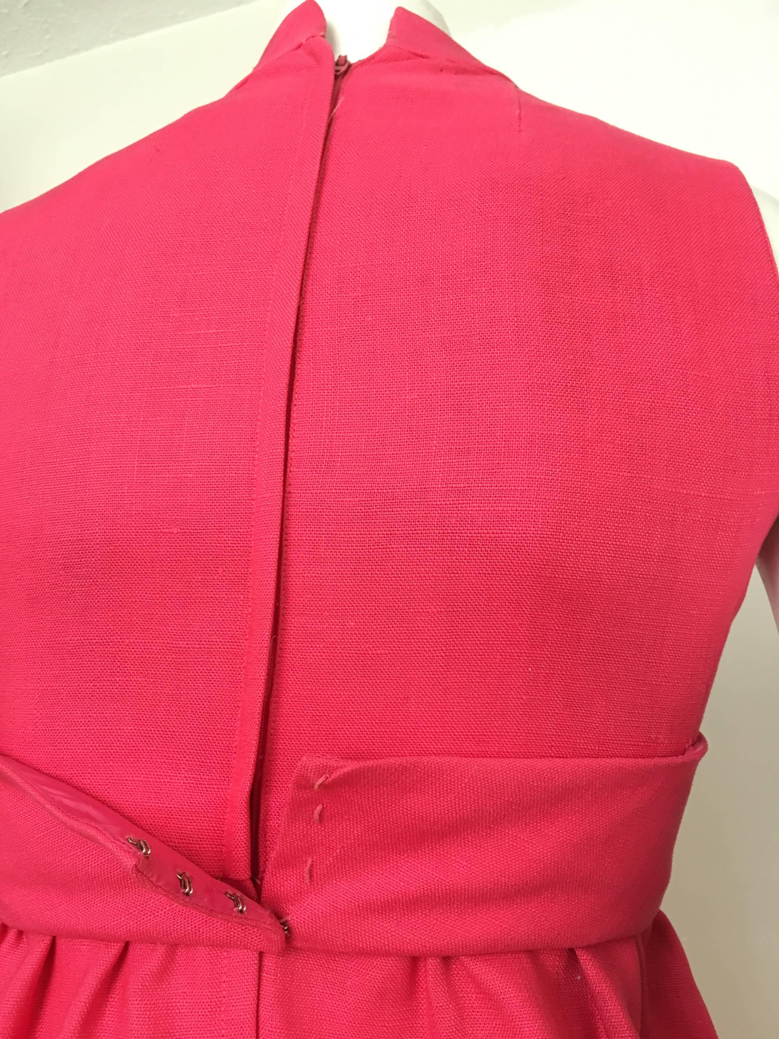 Donald Brooks Pink Linen Sleeveless Dress Size 4. For Sale 3