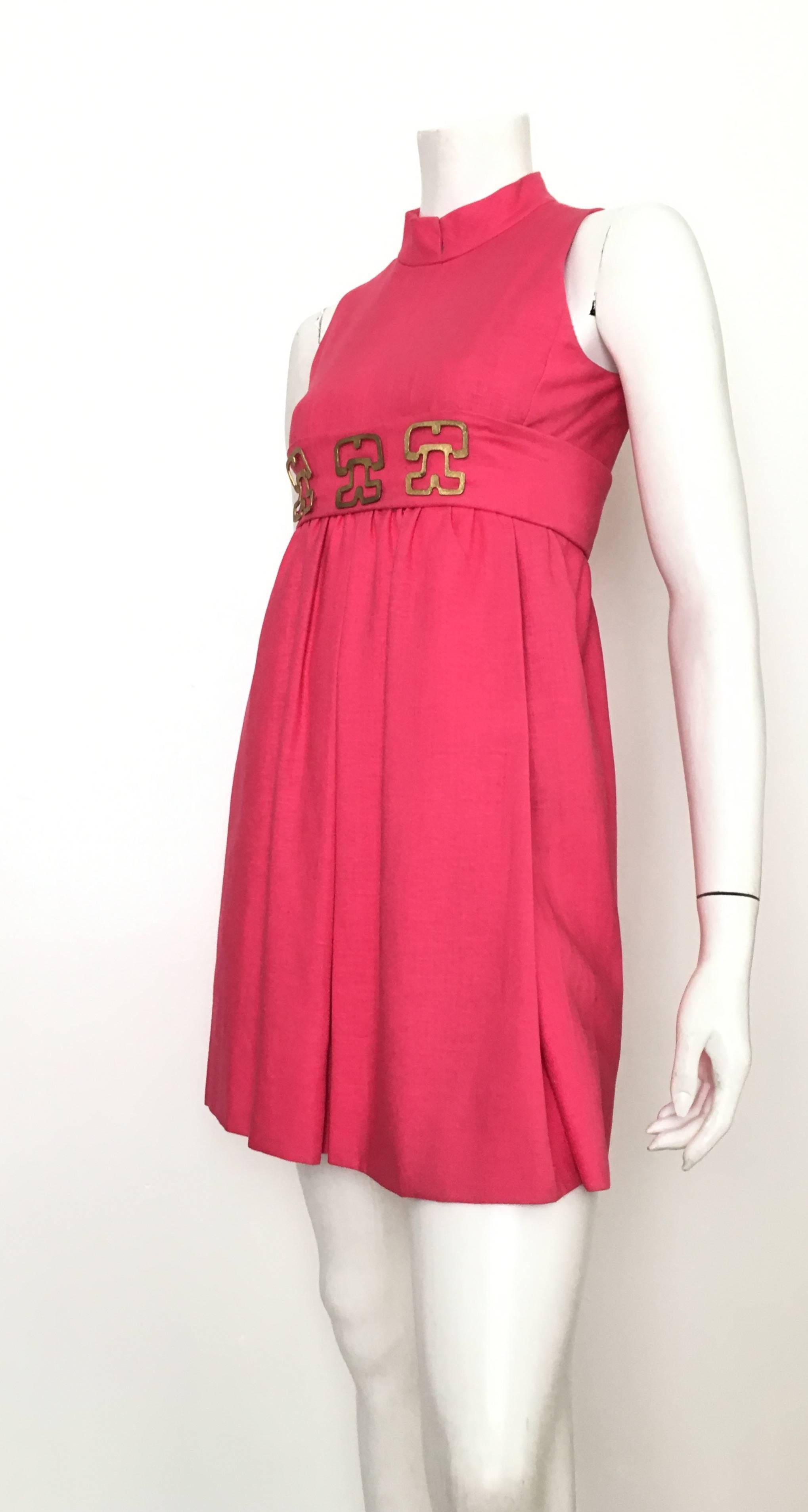 Donald Brooks Pink Linen Sleeveless Dress Size 4. For Sale 1