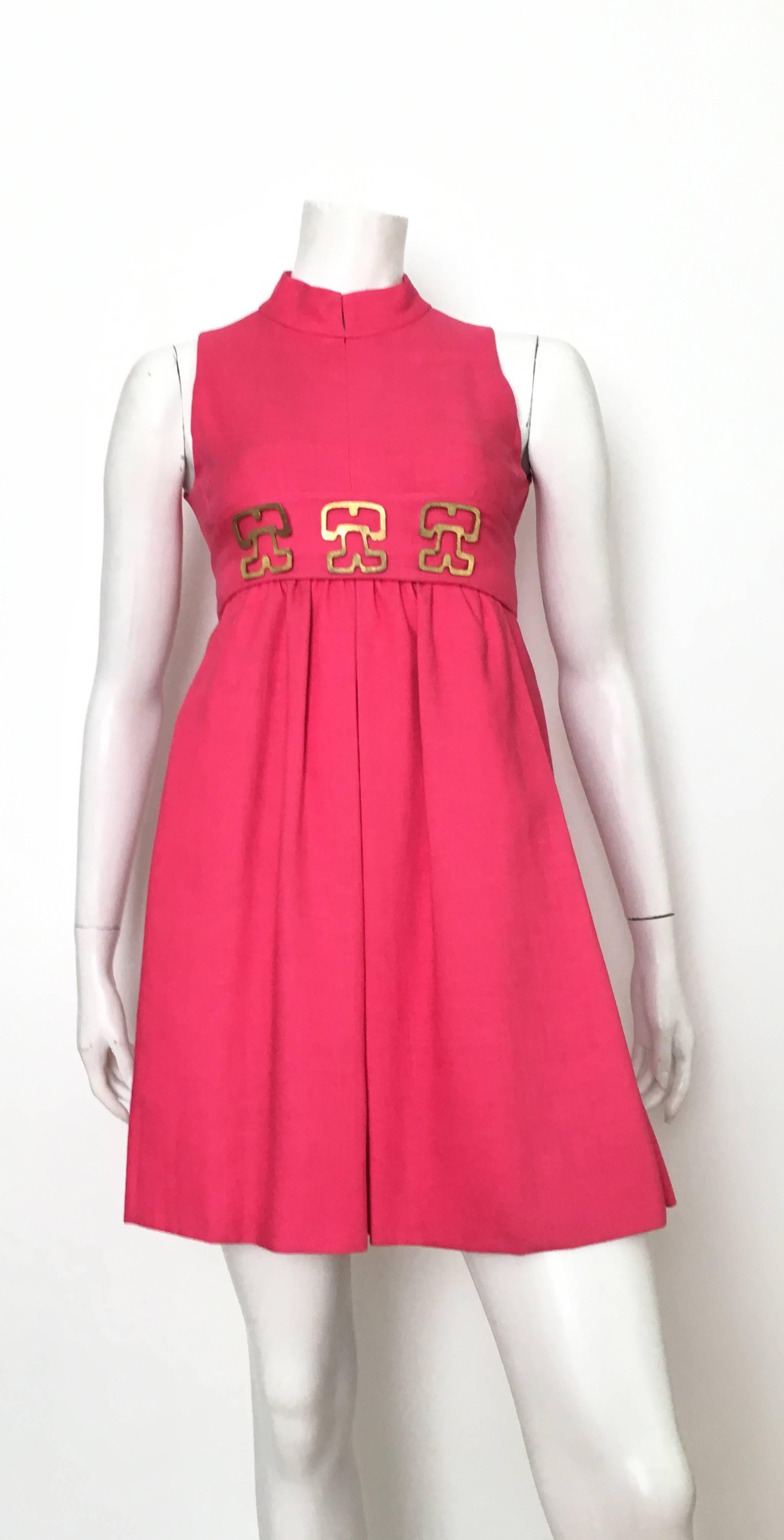 Donald Brooks Pink Linen Sleeveless Dress Size 4. For Sale 5
