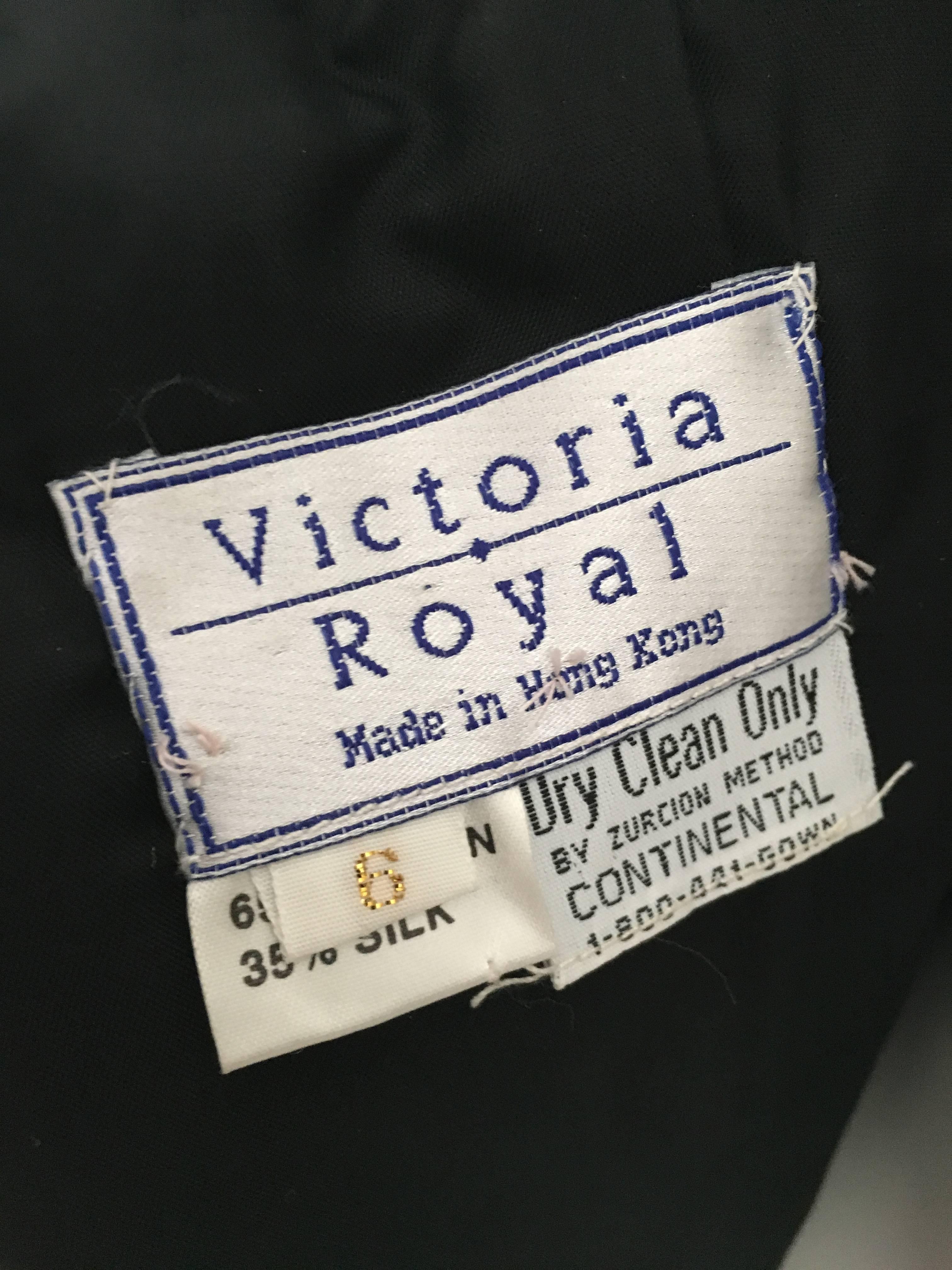 Victoria Royal 1980s Black Beads & Rhinestones Cocktail Dress Size 6. For Sale 6