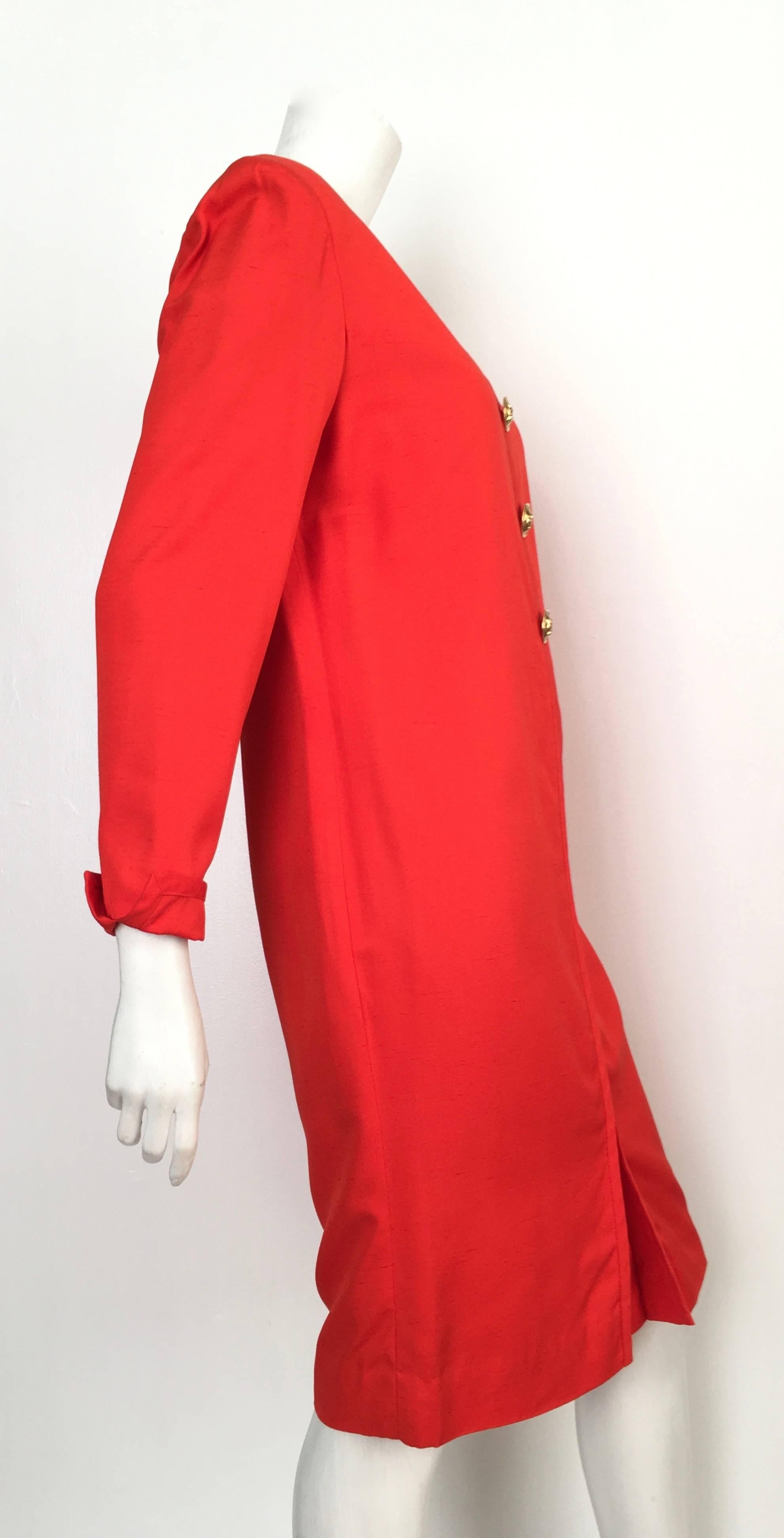 Carolina Herrera 1980s Silk Dress Size 10. In Excellent Condition For Sale In Atlanta, GA