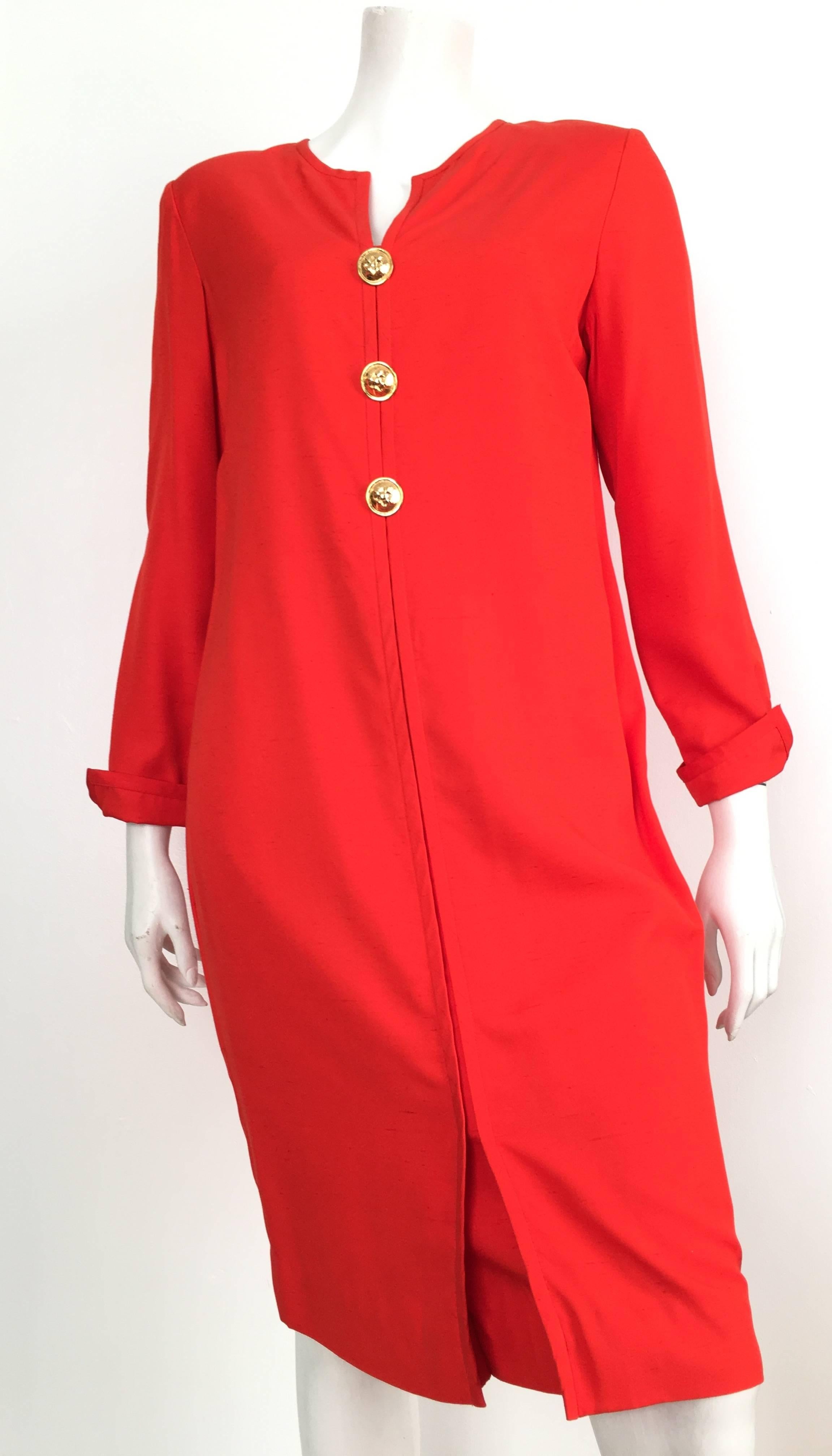 Carolina Herrera 1980s Silk Dress Size 10. For Sale 3
