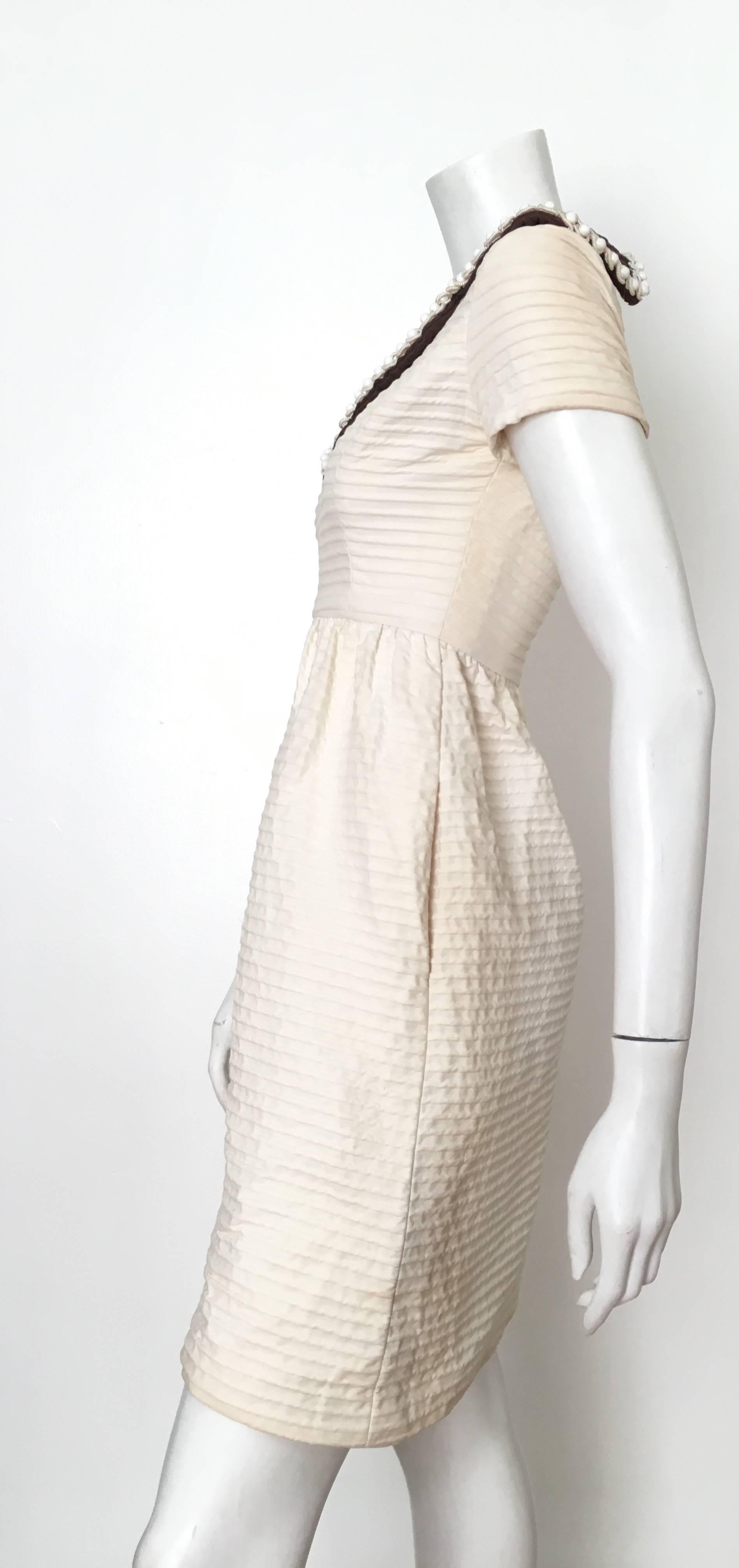 Oscar de la Renta Cotton Dress with Pockets Size 2. For Sale 2