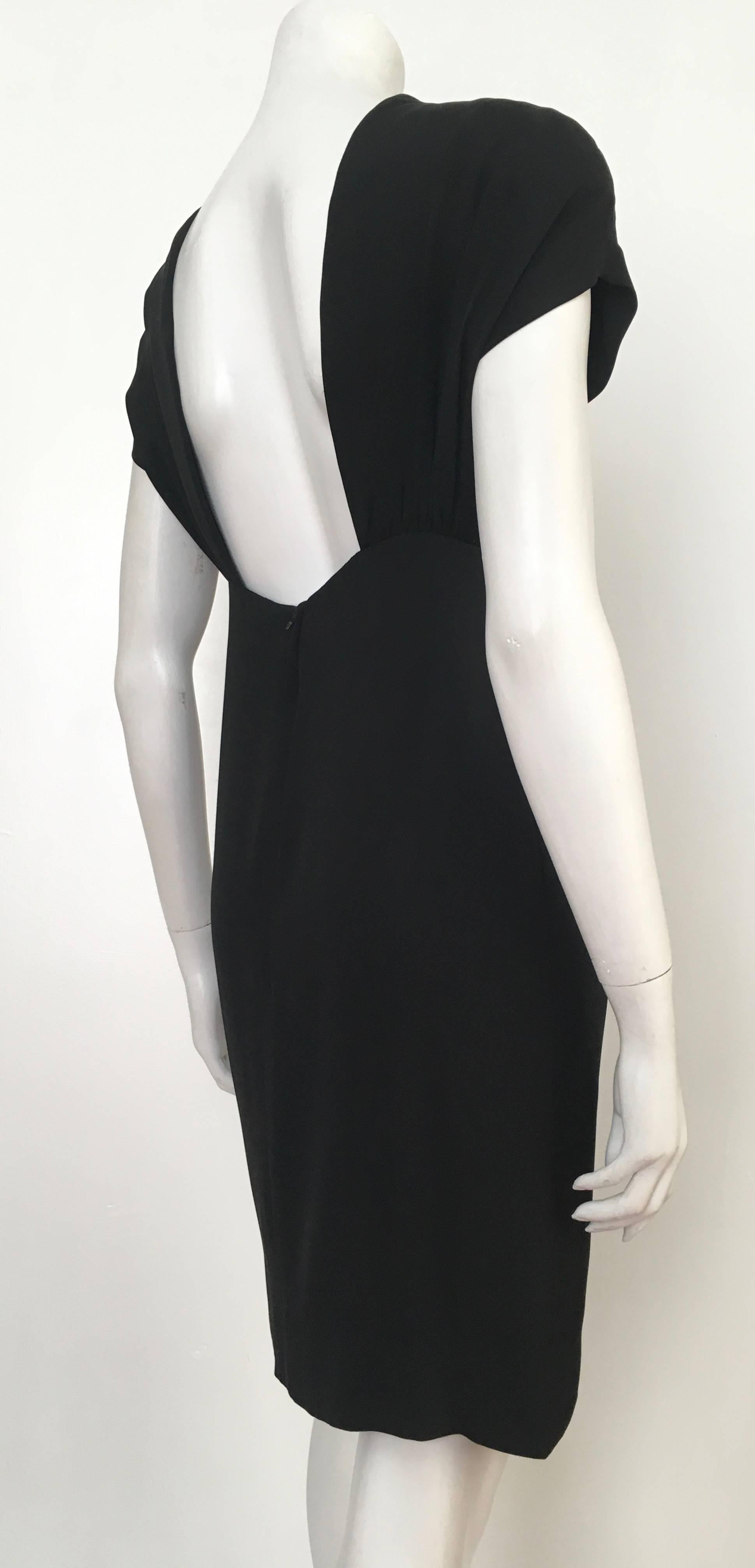 Women's or Men's Adele Simpson 1980s Black Silk Dress Size 6.  For Sale