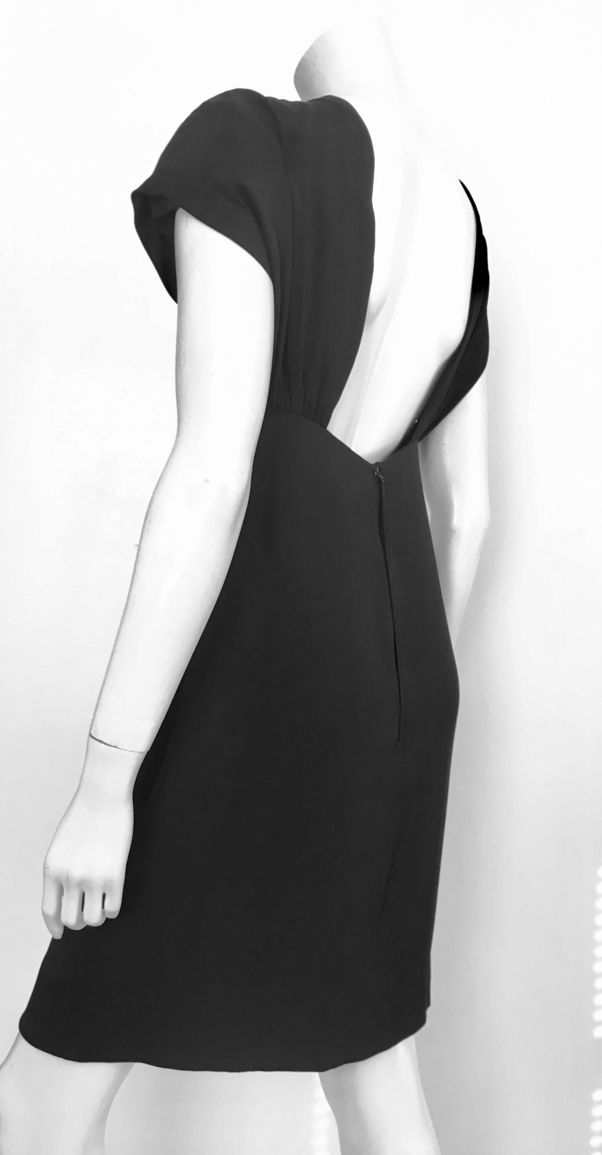 Adele Simpson 1980s Black Silk Dress Size 6.  For Sale 2