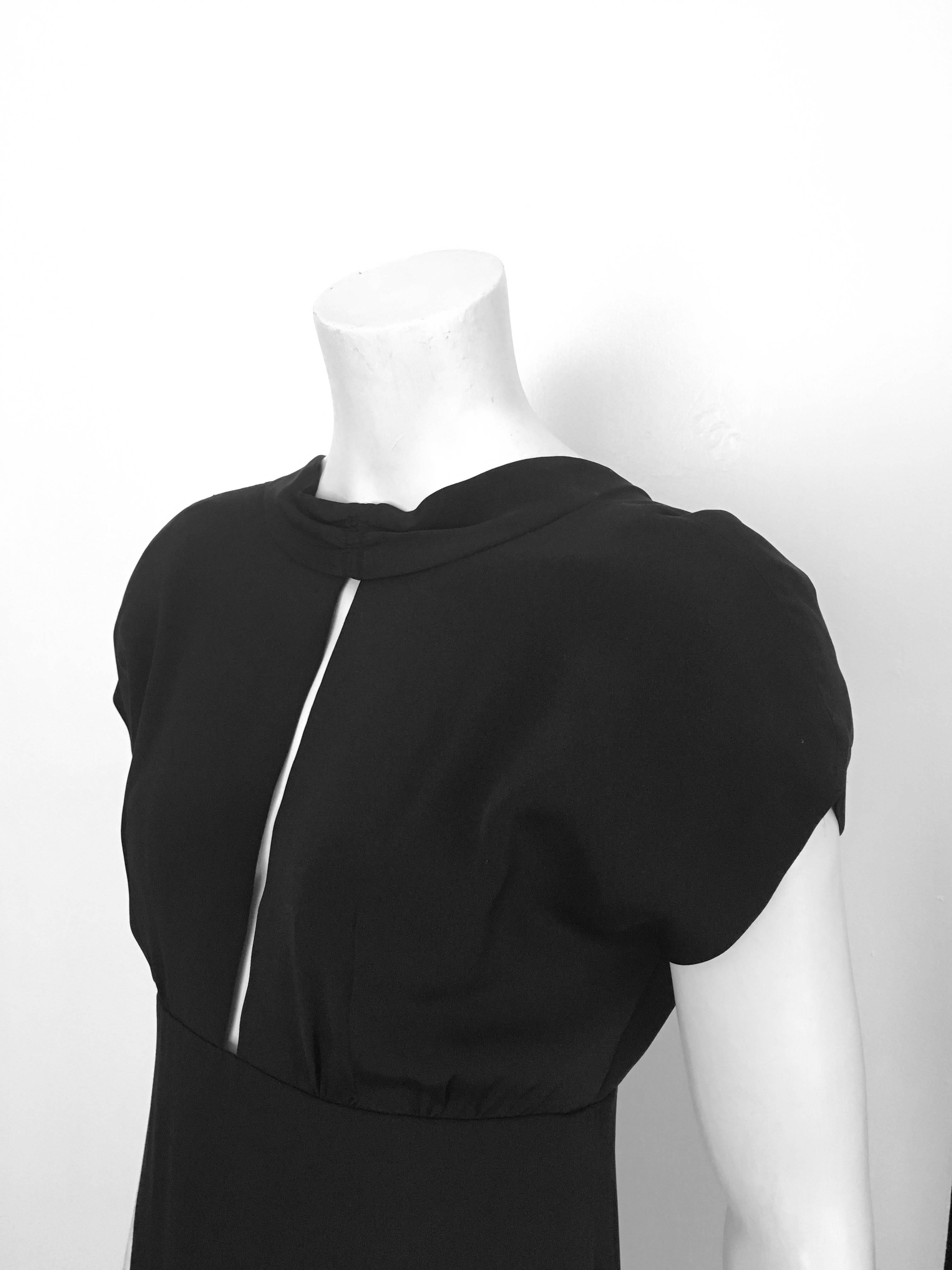 Adele Simpson 1980s Black Silk Dress Size 6.  For Sale 4