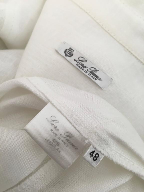 Loro Piana White Linen Button Up Dress Size 12 / 48. For Sale at 1stDibs