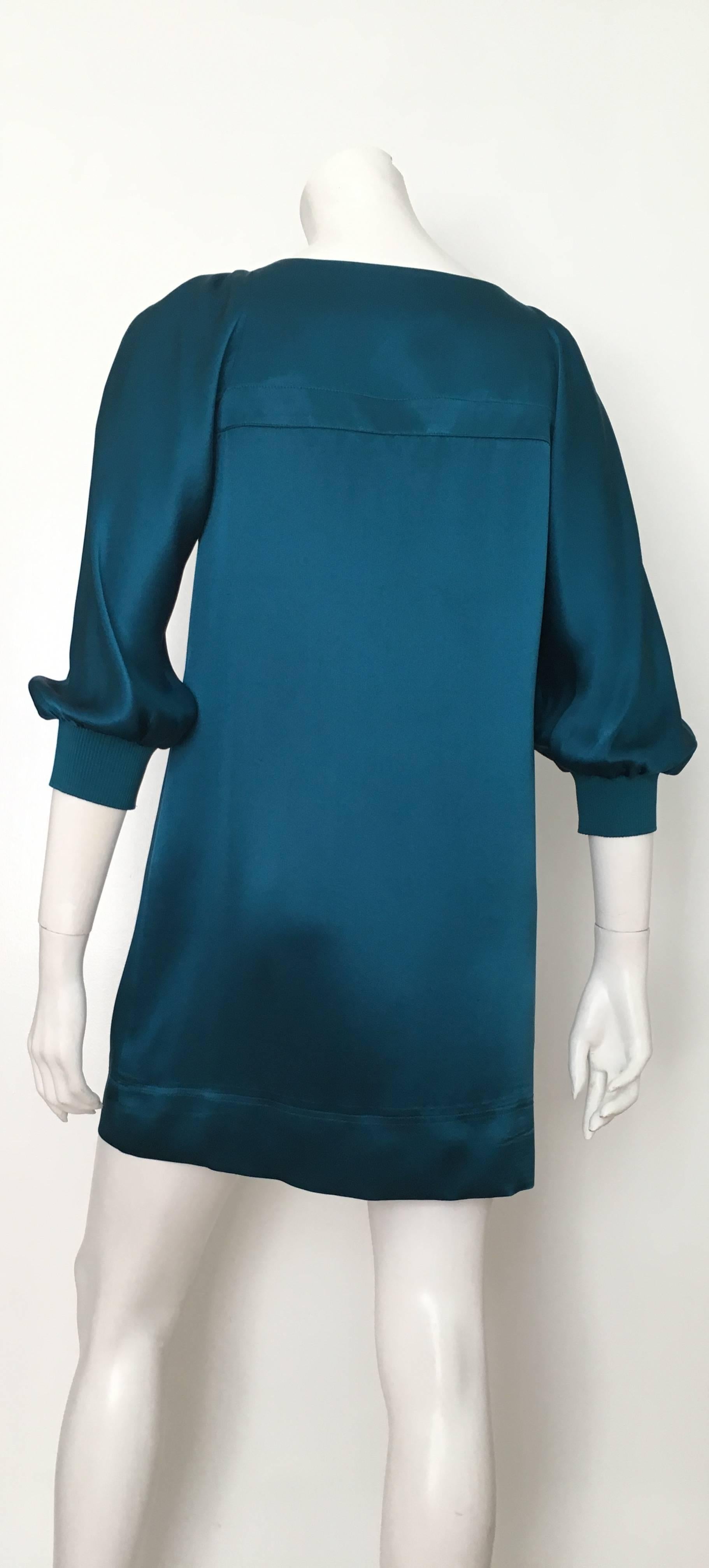 Blue See by Chloe Teal Silk Mini Dress Size 4.  For Sale