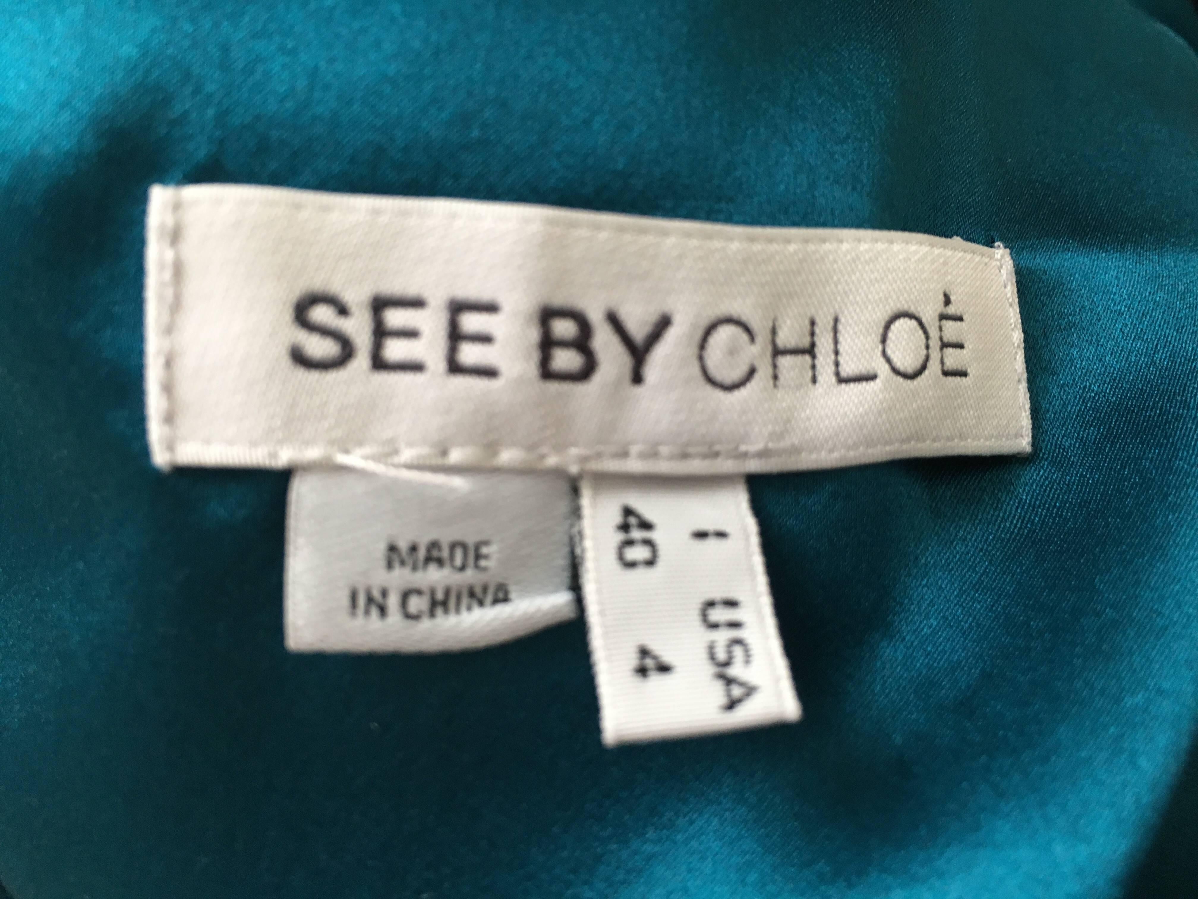 See by Chloe Teal Silk Mini Dress Size 4.  For Sale 2