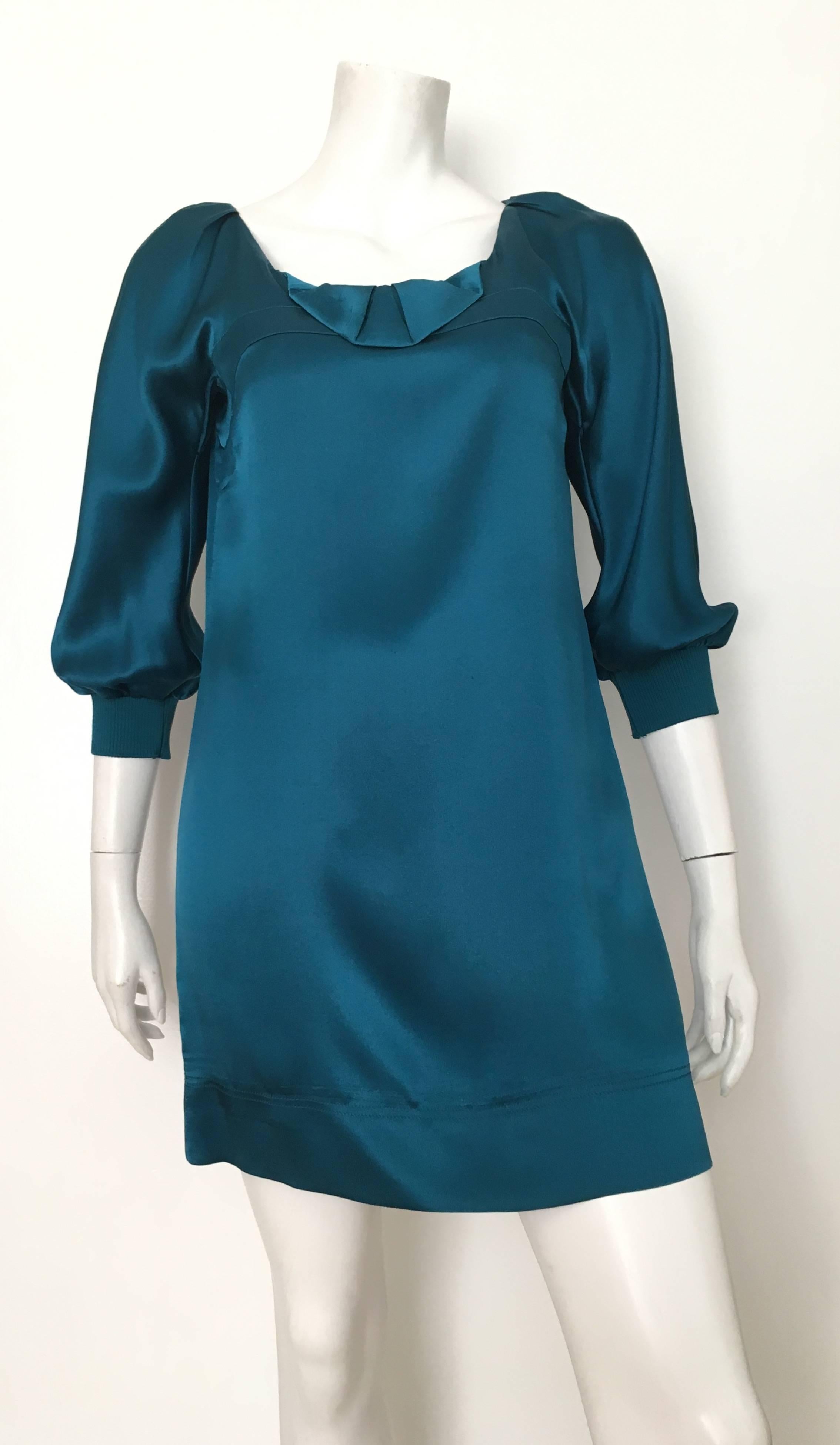 See by Chloe Teal Silk Mini Dress Size 4.  For Sale 3