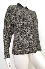 Gianni Versace 1980s Wool Abstract Pattern Button Up Blouse Size 6 / 40.