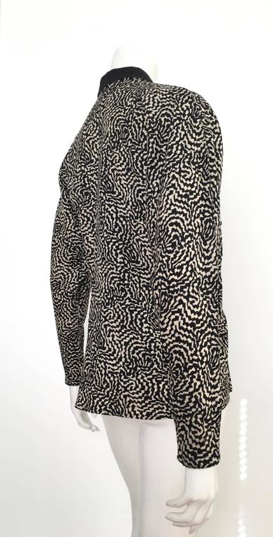 Gianni Versace 1980s Wool Abstract Pattern Button Up Blouse Size 6 / 40 ...