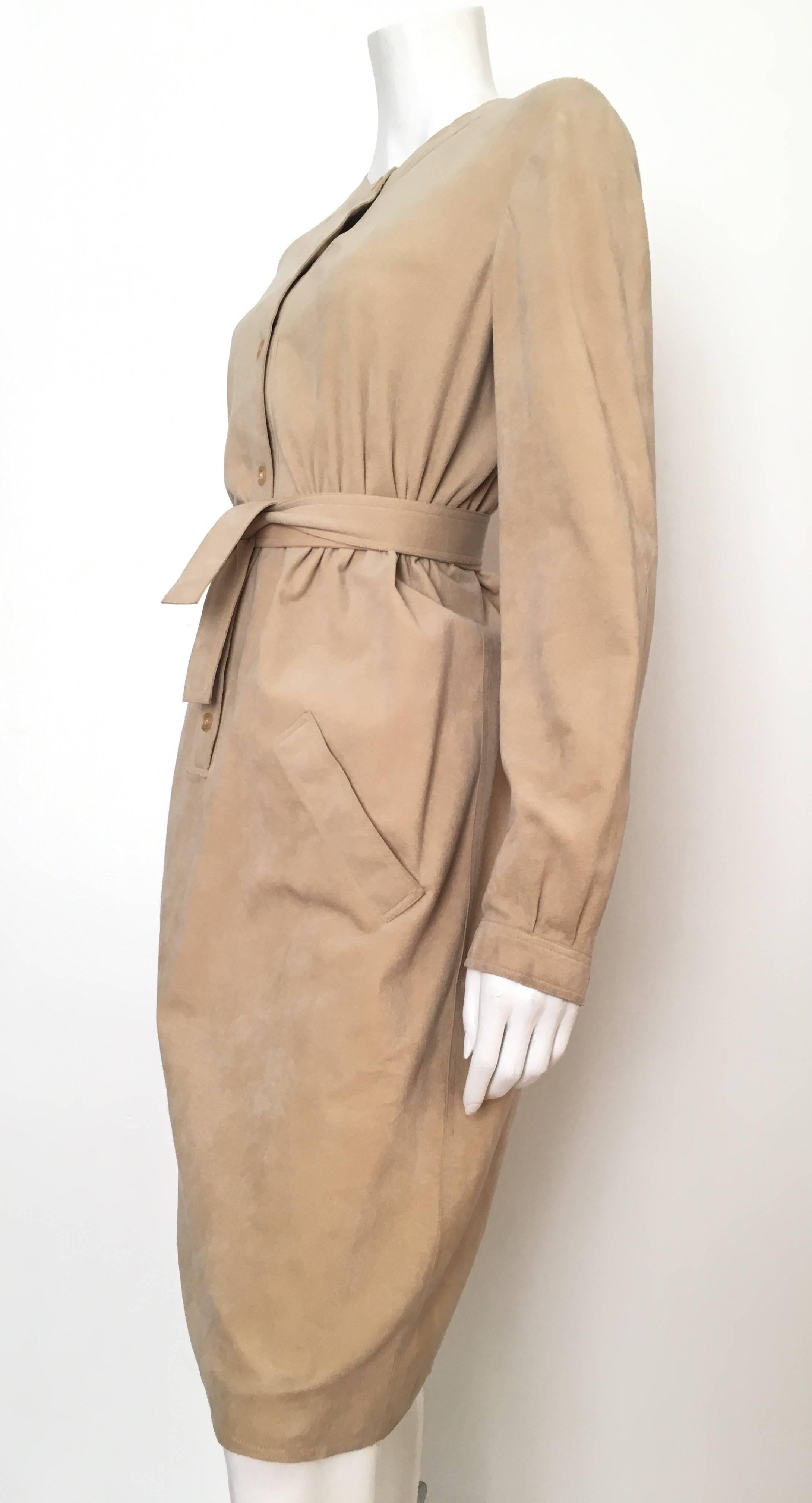Halston Ultrasuede Belted Dress Size Large. 1