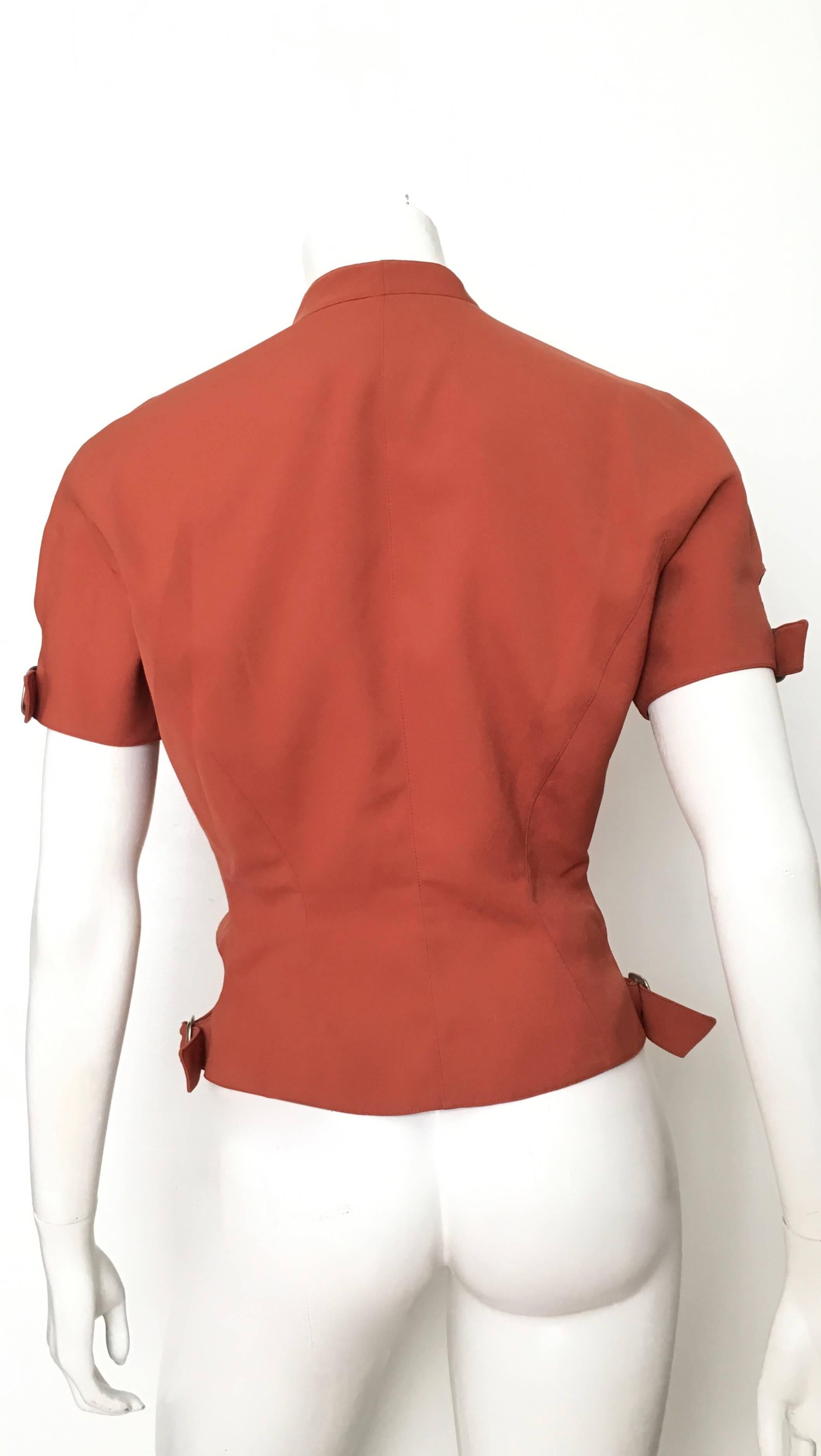 Thierry Mugler Rust Short Sleeve Jacket Size 4.  In Excellent Condition For Sale In Atlanta, GA