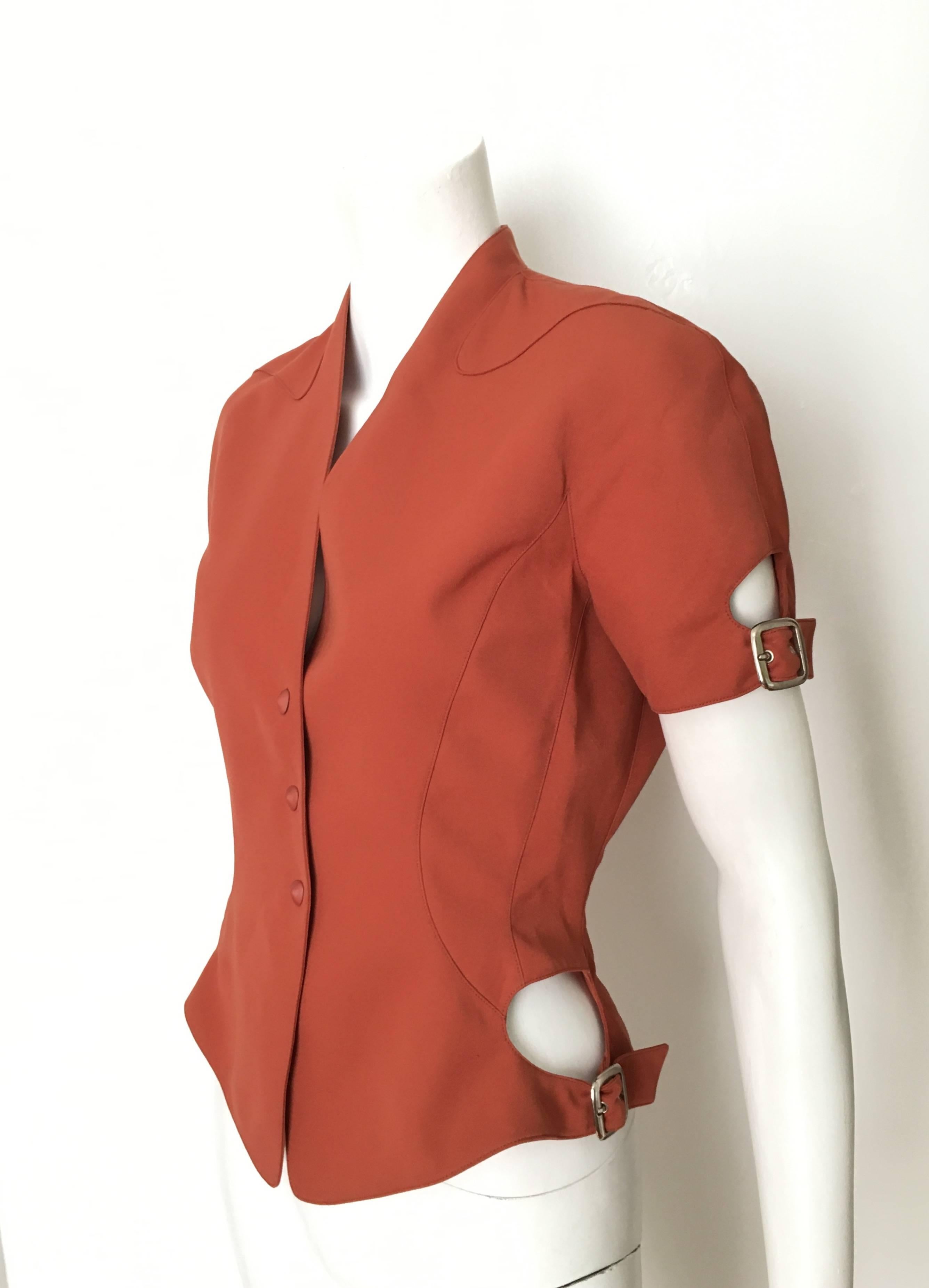 Thierry Mugler Rust Short Sleeve Jacket Size 4.  For Sale 1