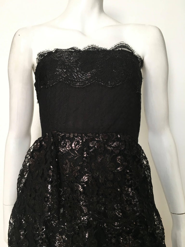Pamela Dennis 1990s Black Strapless Lace Cocktail Dress Size 4. For ...