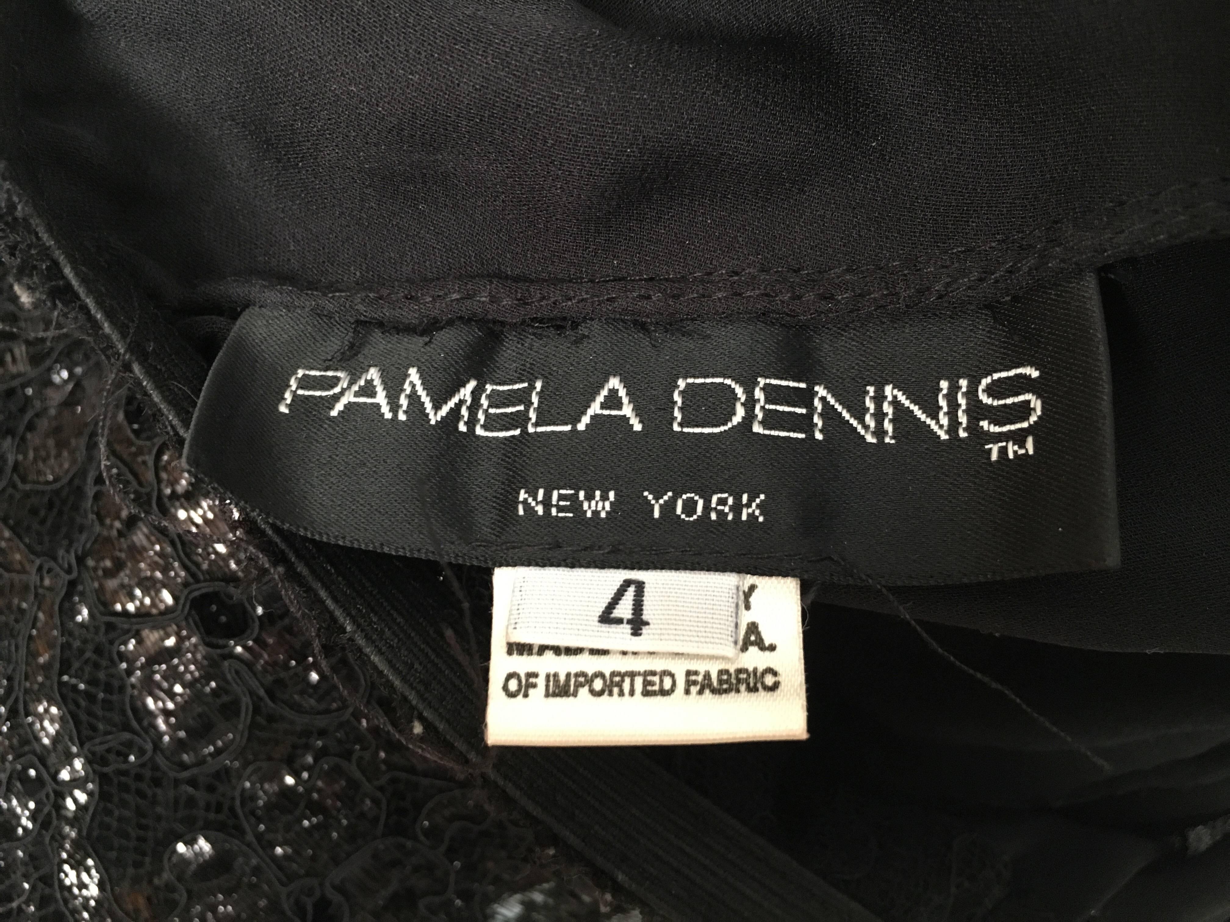 Pamela Dennis 1990s Black Strapless Lace Cocktail Dress Size 4.  For Sale 6
