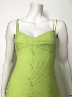 Genny Neon Green Cotton Wiggle Dress Size 6.