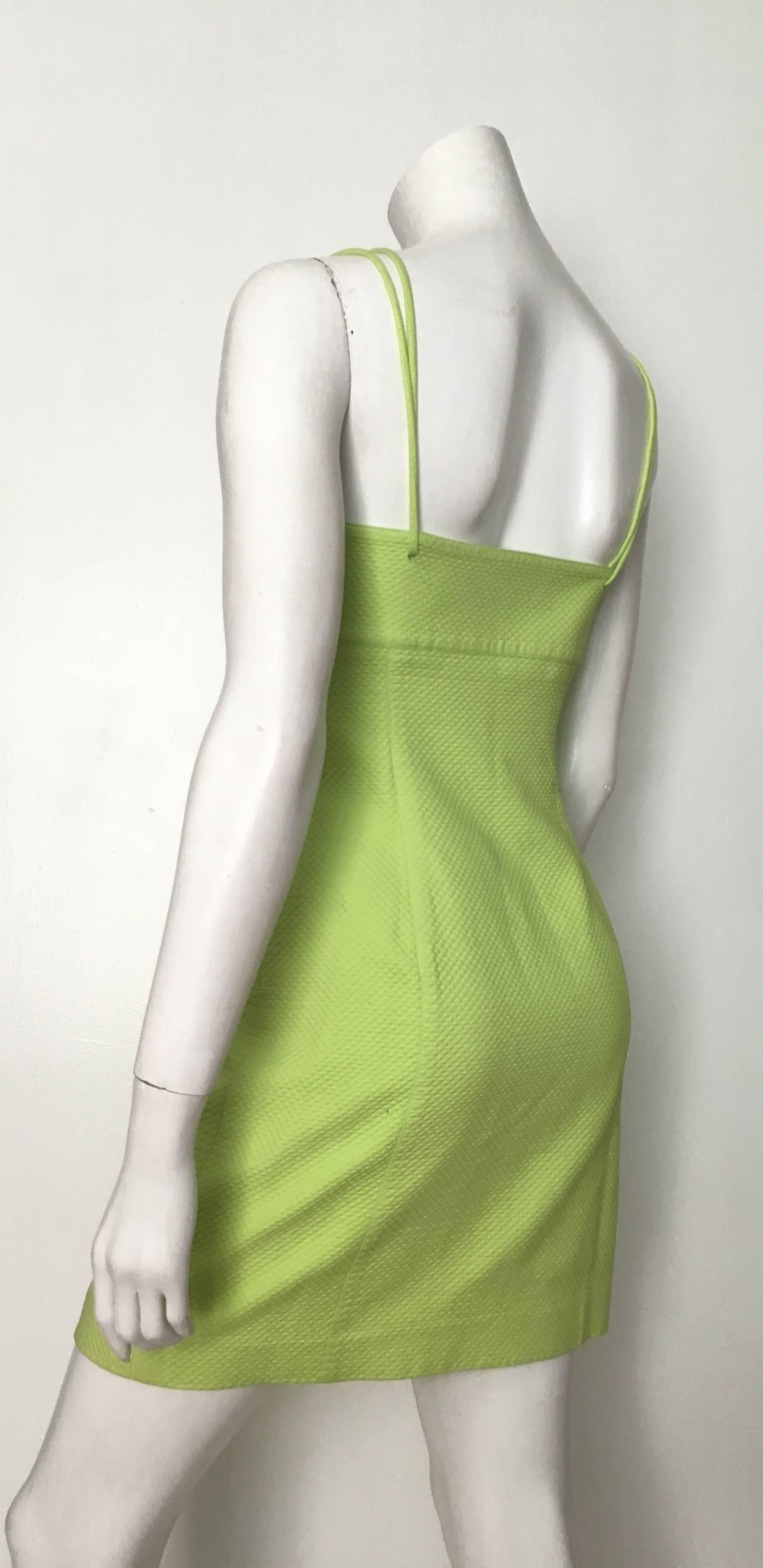 Genny Neon Green Cotton Wiggle Dress Size 6.  1