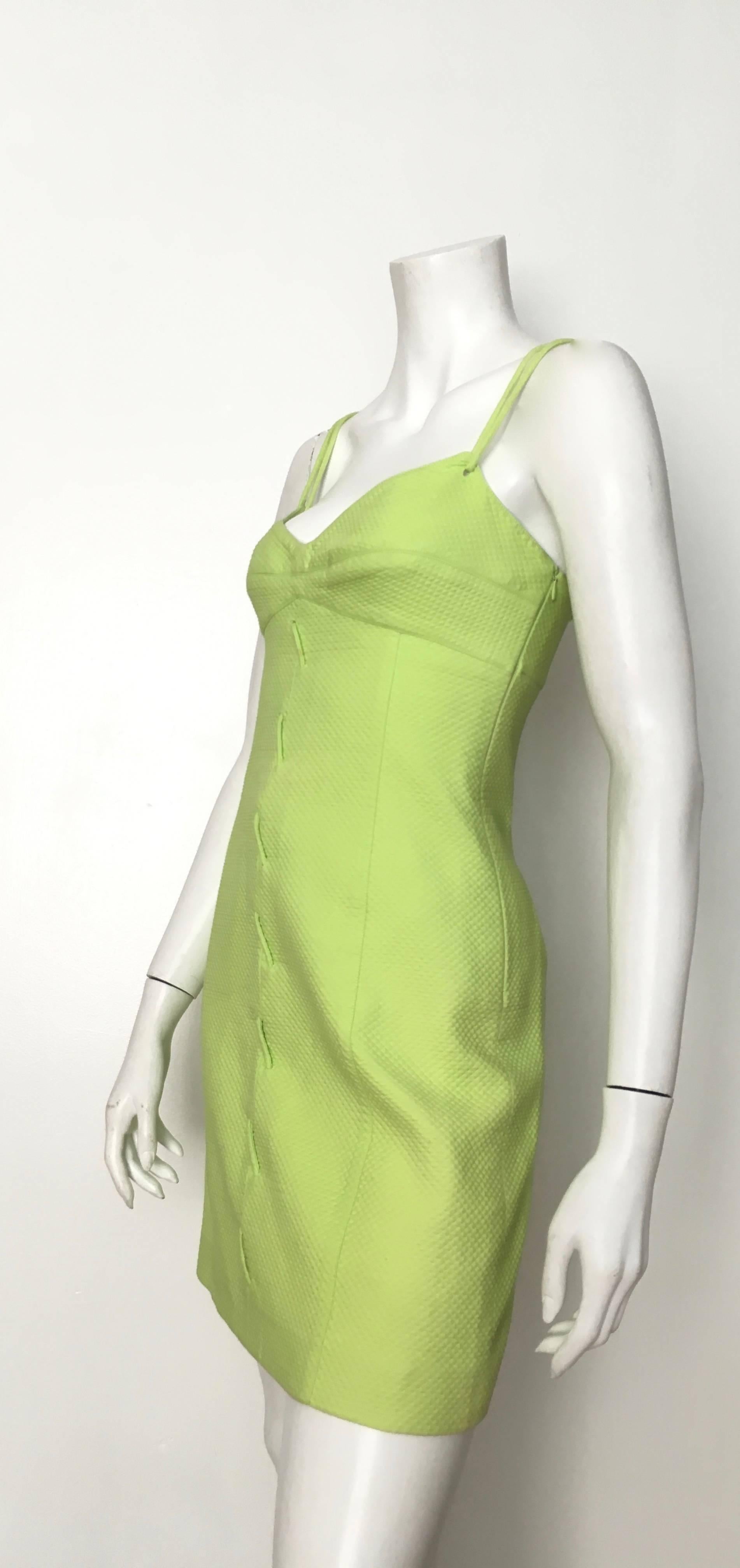 Genny Neon Green Cotton Wiggle Dress Size 6.  2