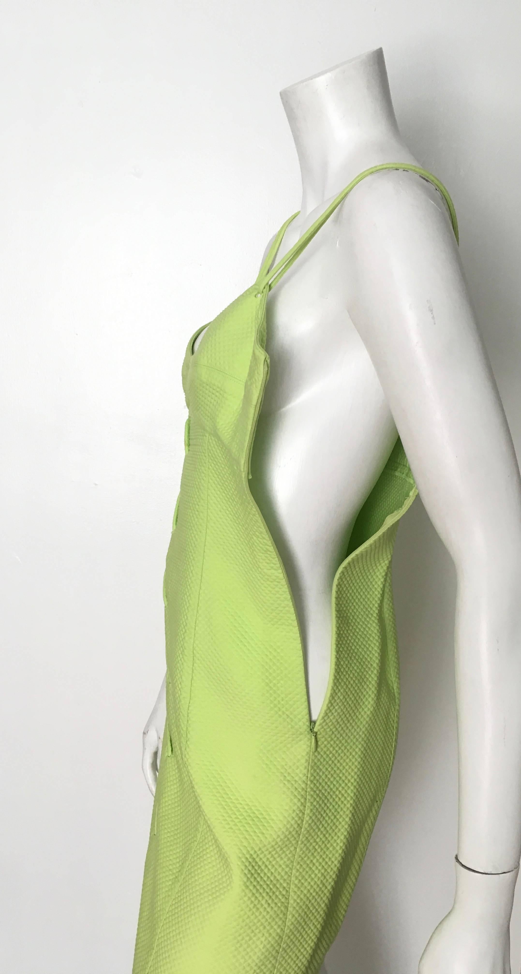 Genny Neon Green Cotton Wiggle Dress Size 6.  3