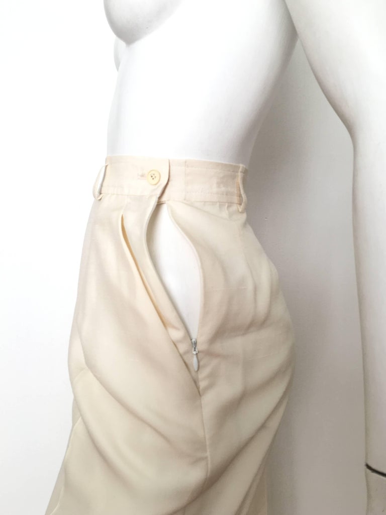 Yves Saint Laurent 1980s Cream Silk Pants with Pockets Size 8. at 1stDibs