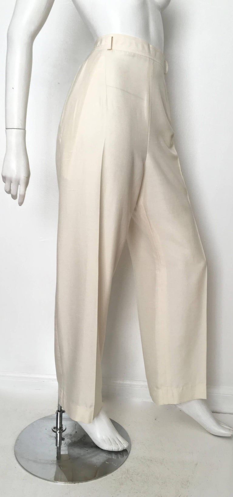 Yves Saint Laurent 1980s Cream Silk Pants with Pockets Size 8. at 1stDibs