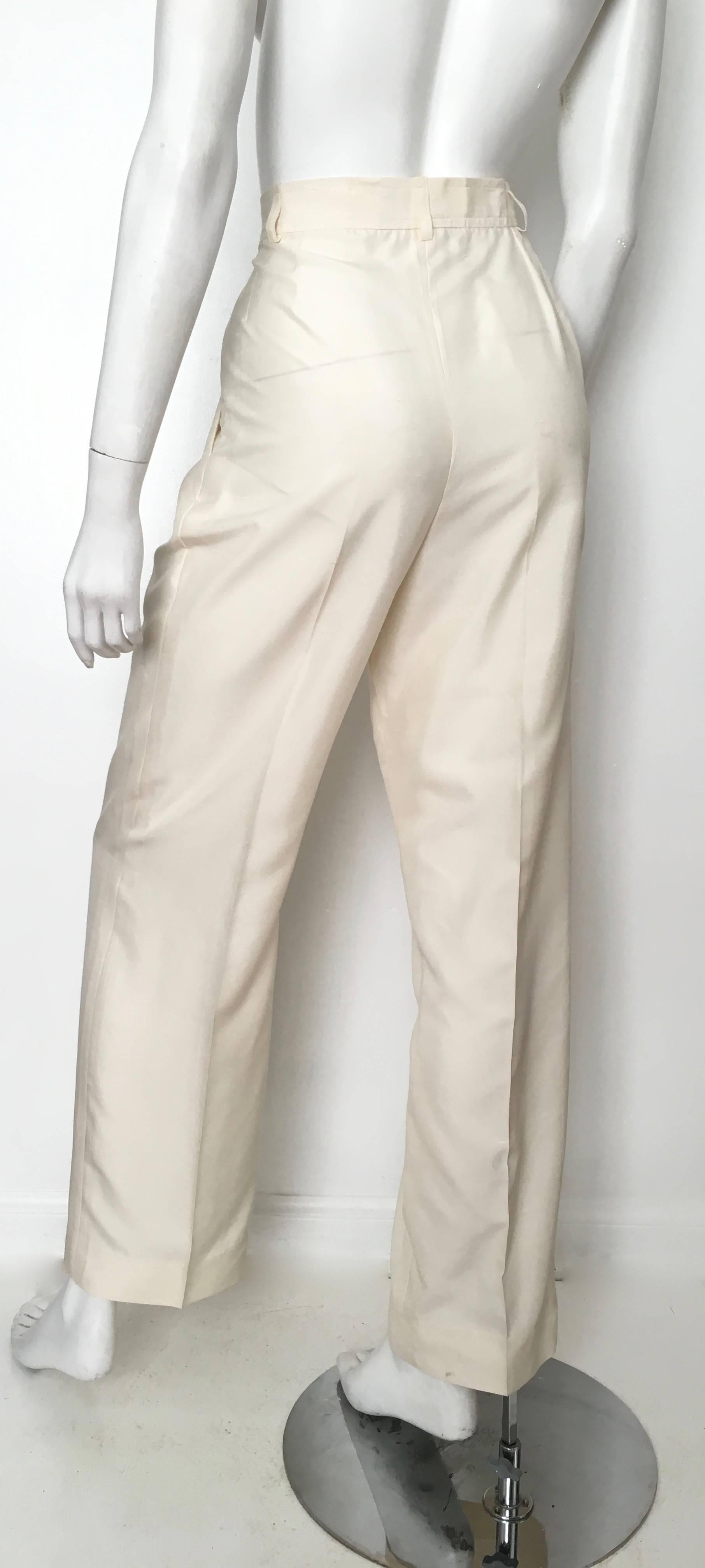 Yves Saint Laurent 1980s Cream Silk Pants with Pockets Size 8. at 1stDibs