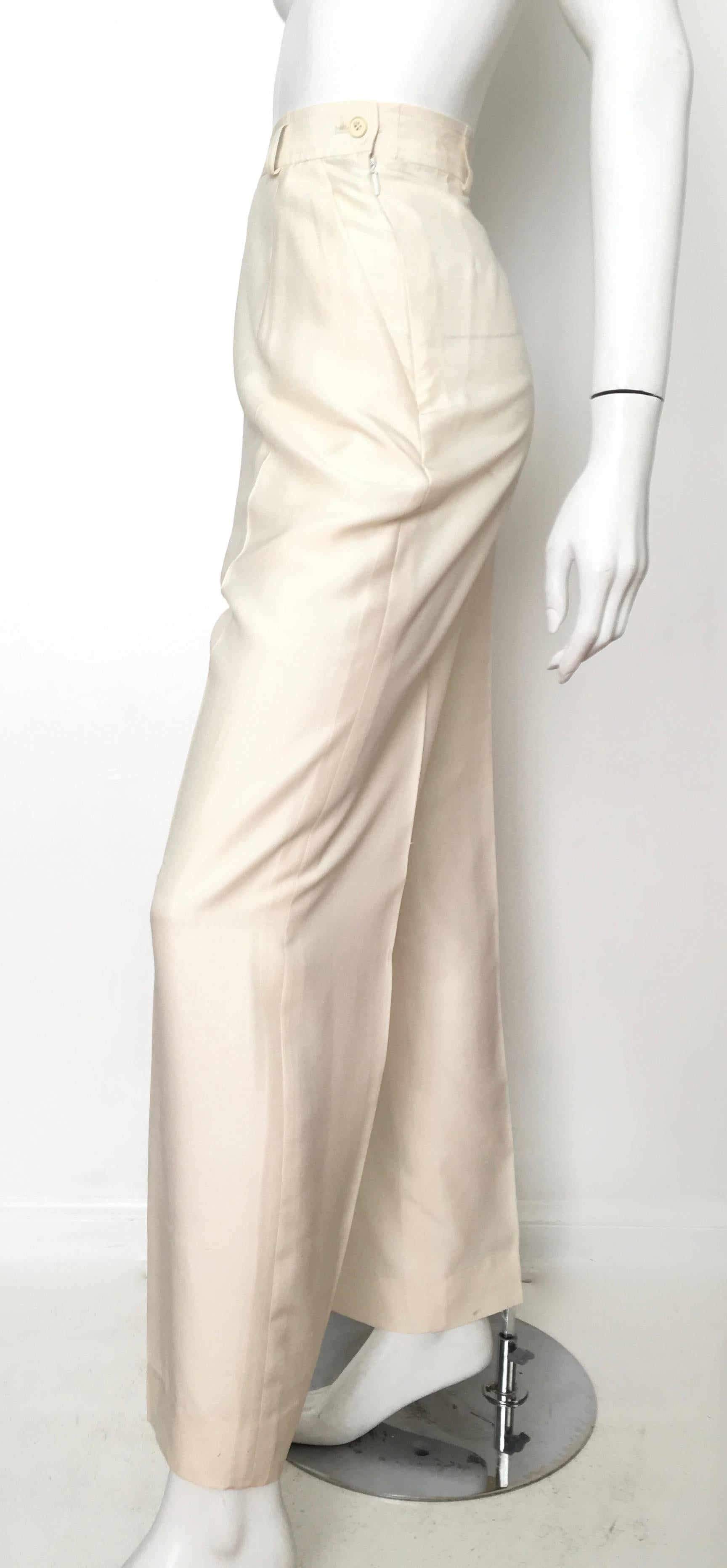 Yves Saint Laurent 1980s Cream Silk Pants with Pockets Size 8. at 1stDibs