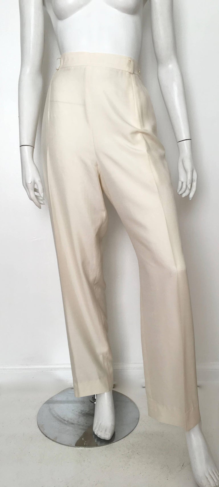 Yves Saint Laurent 1980s Cream Silk Pants with Pockets Size 8. at 1stDibs