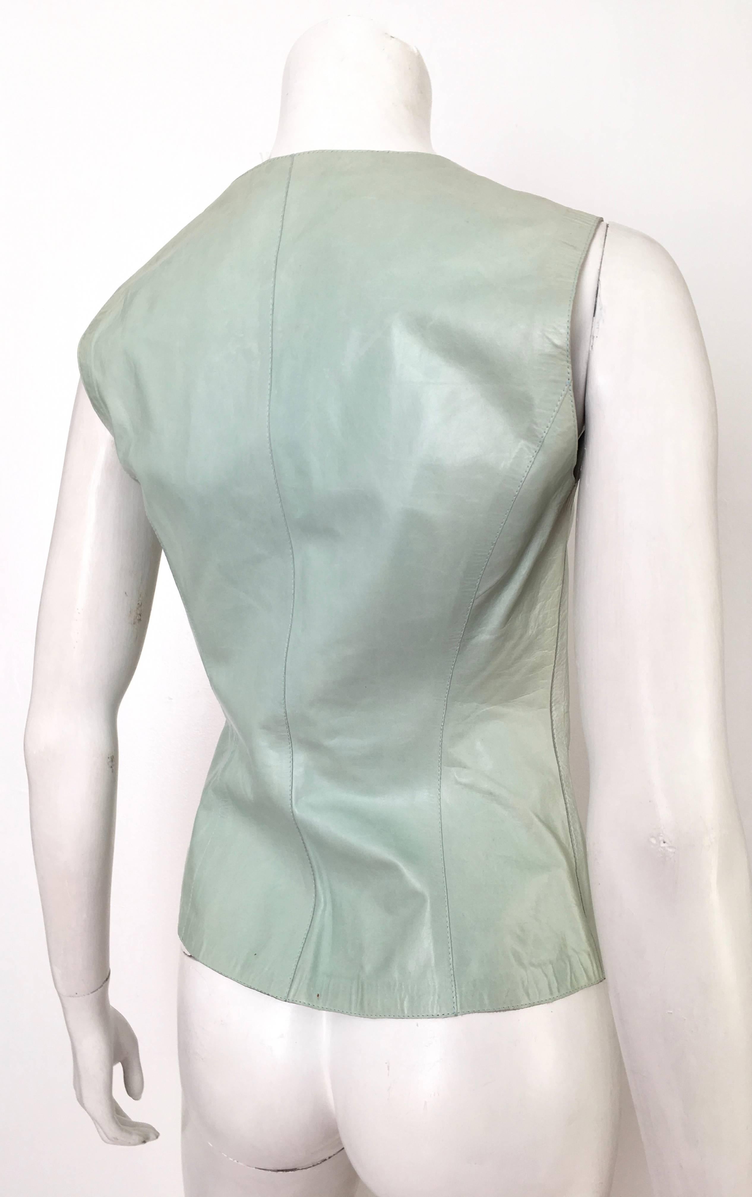 Gray Gucci by Tom Ford 1990s Leather Aqua Vest, Size 4. For Sale