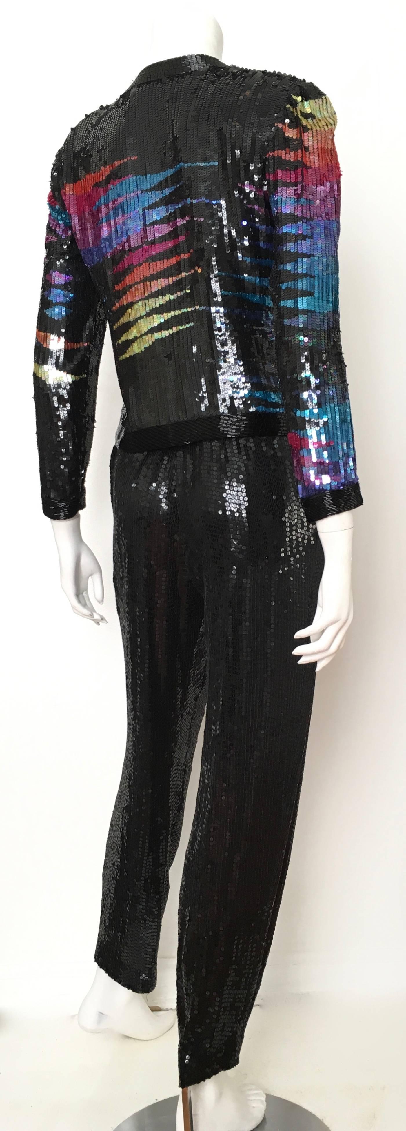 Neil Bieff for Sak's 1980s Sequin Jacket & Pants Set Size 4.  For Sale 1