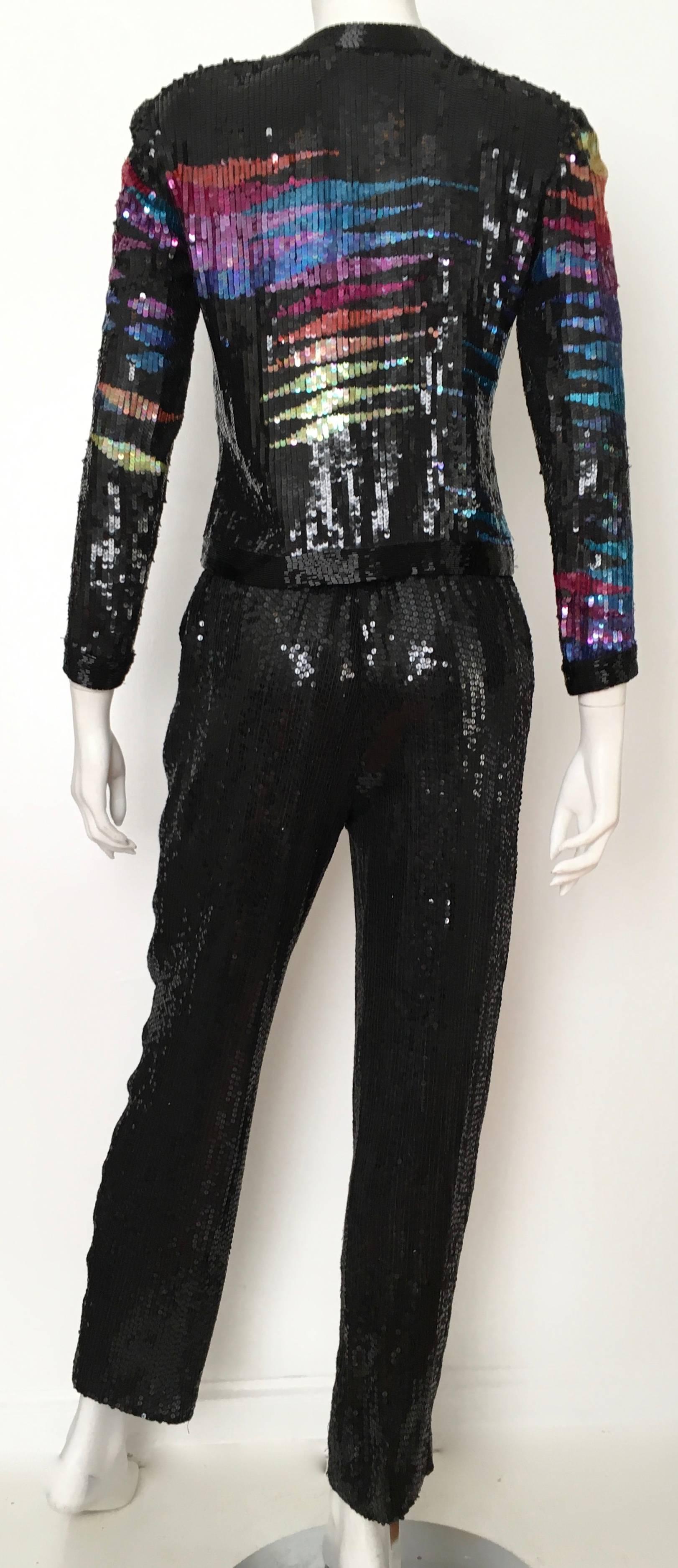 Neil Bieff for Sak's 1980s Sequin Jacket & Pants Set Size 4.  For Sale 2