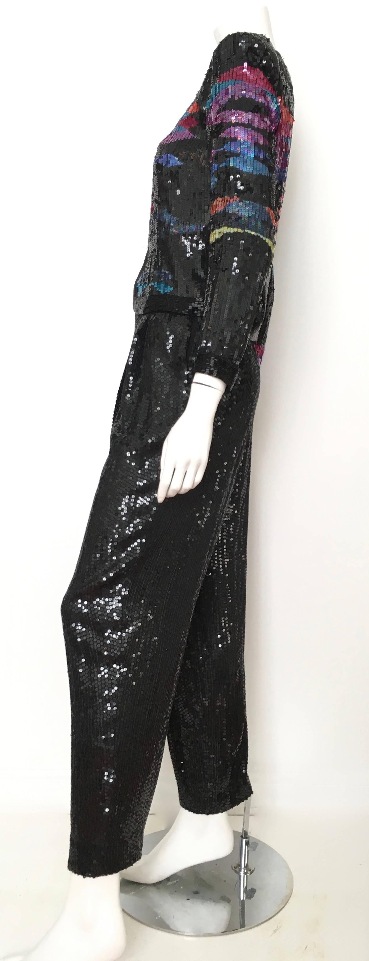 Neil Bieff for Sak's 1980s Sequin Jacket & Pants Set Size 4.  For Sale 3