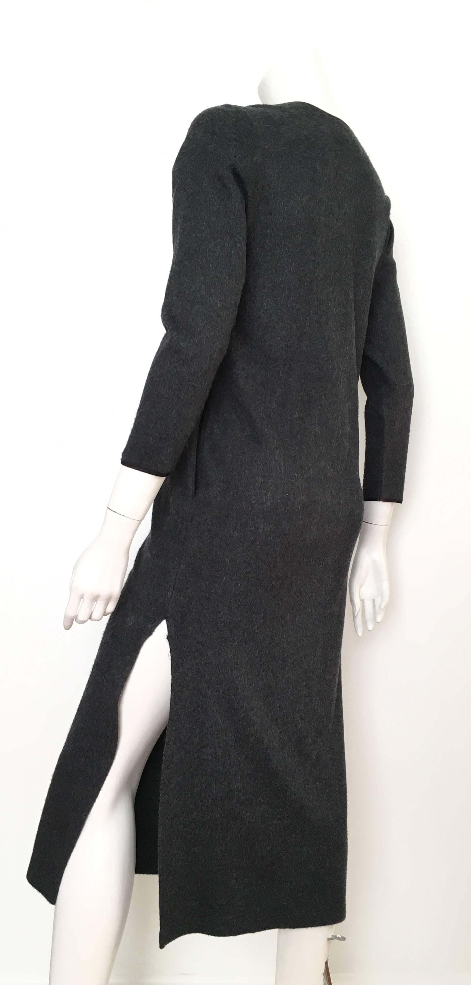 Michael Kors for Saks Fifth Avenue 1980s Grey Flannel Dress with Pockets Size P. For Sale 1