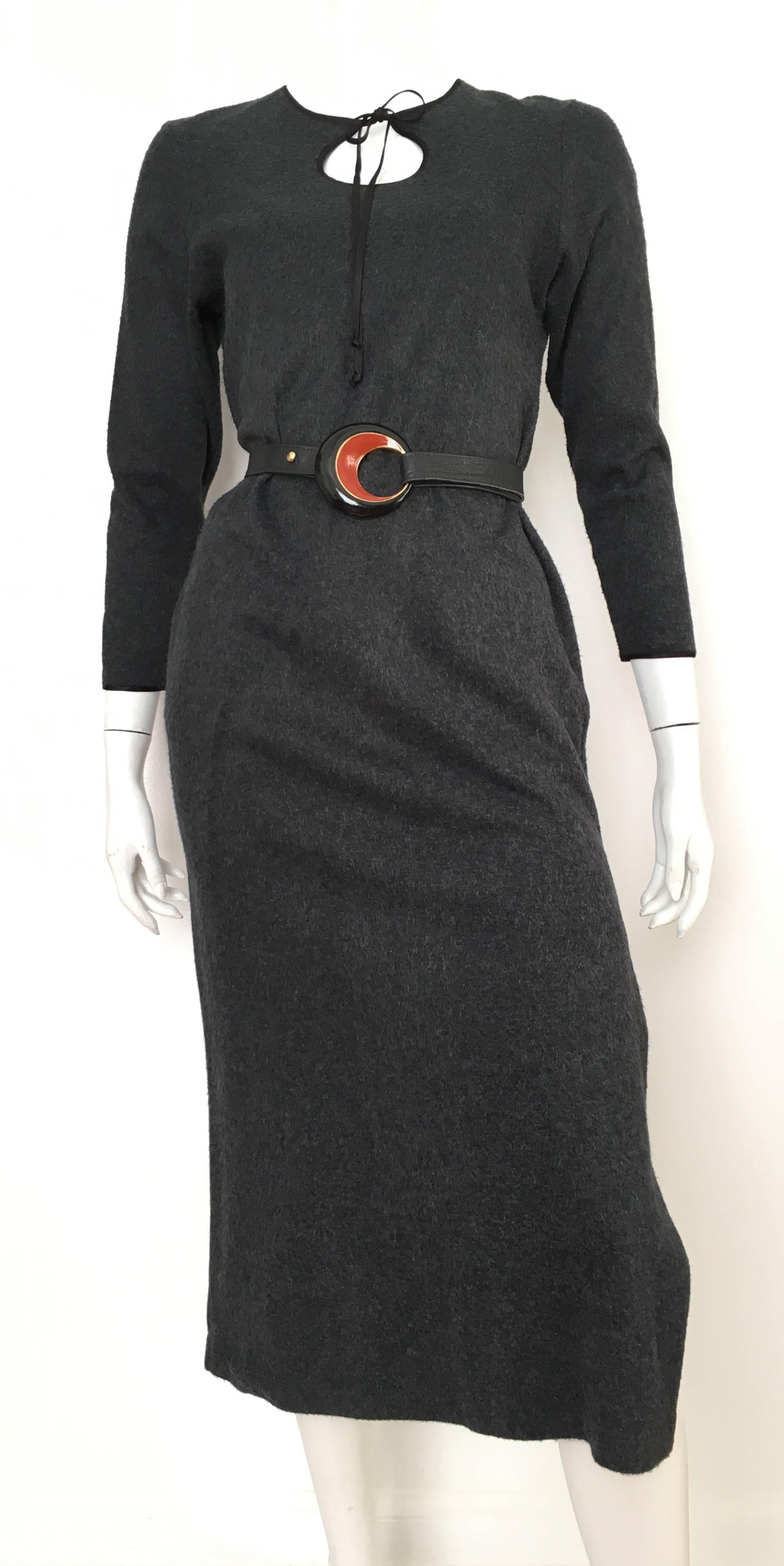 Michael Kors for Saks Fifth Avenue 1980s Grey Flannel Dress with Pockets Size P. For Sale 4