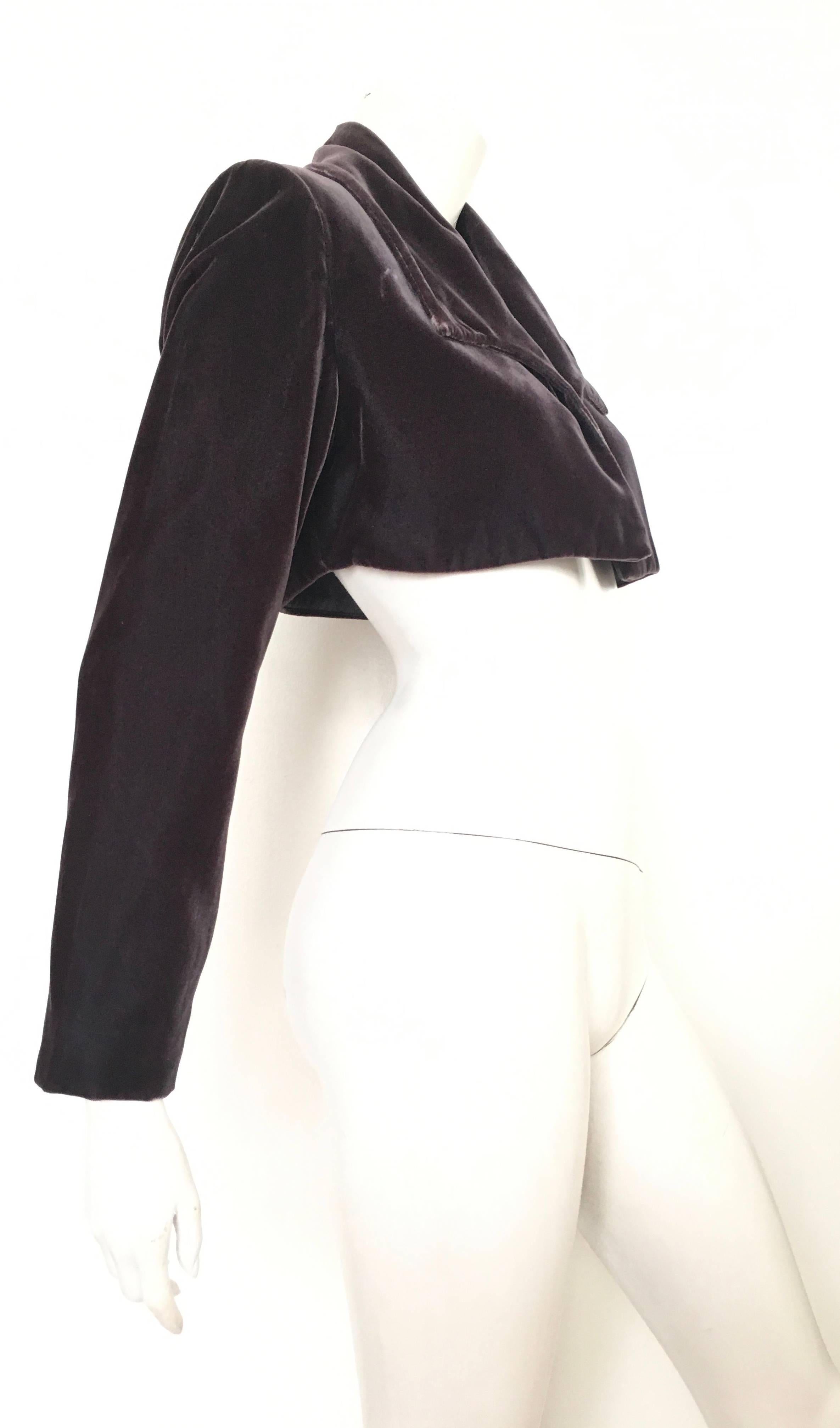 Black Donald Deal for Neiman Marcus Cropped Silk Velvet Jacket Size 6.  For Sale