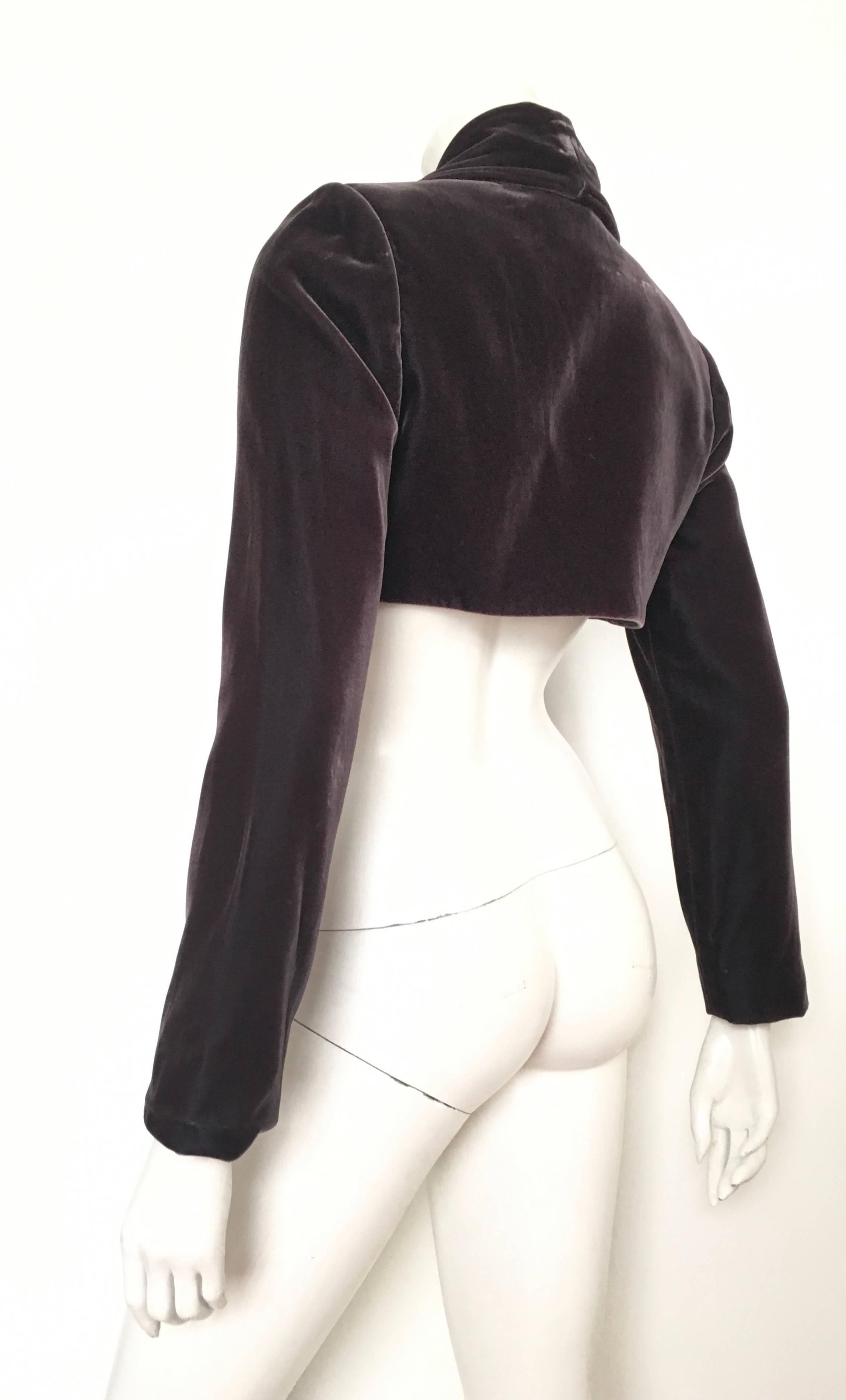 Donald Deal for Neiman Marcus Cropped Silk Velvet Jacket Size 6.  For Sale 1