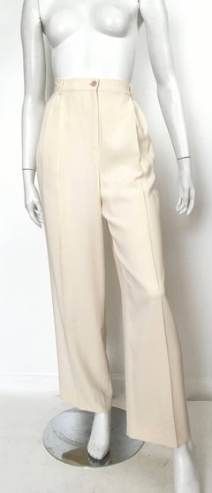 Valentino Cream Pleated Pants with Pockets Size 8.