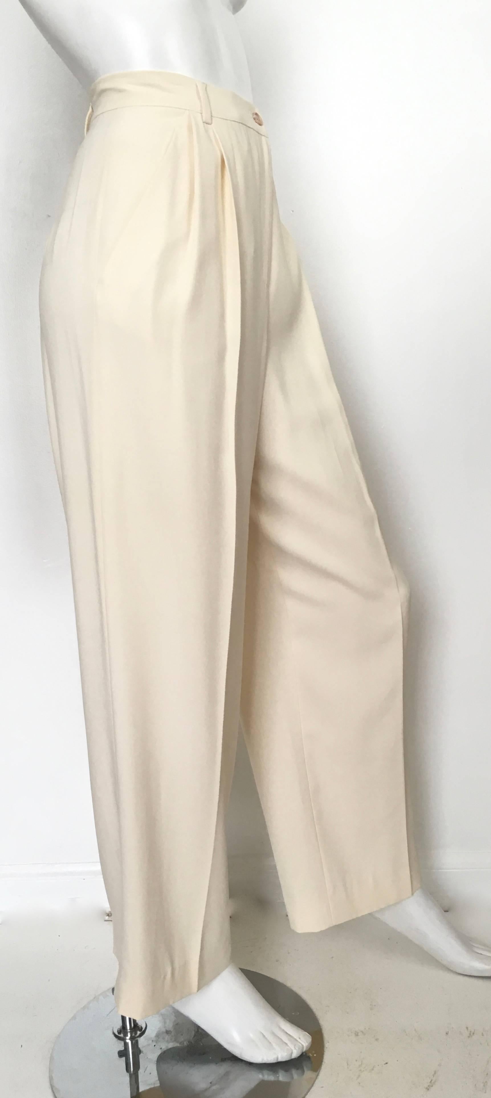 Beige Valentino Cream Pleated Pants with Pockets Size 8.