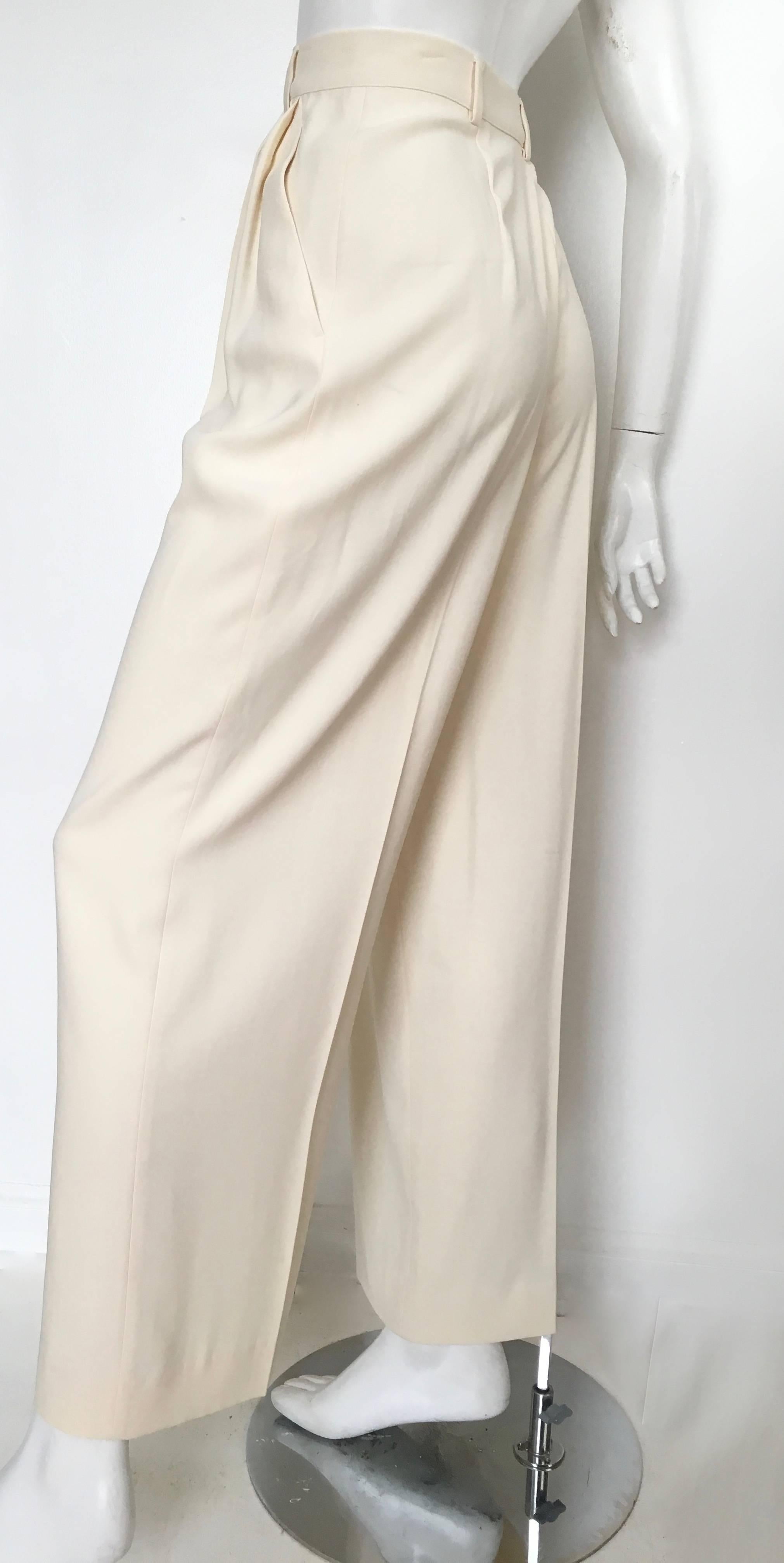 Valentino Cream Pleated Pants with Pockets Size 8. 1