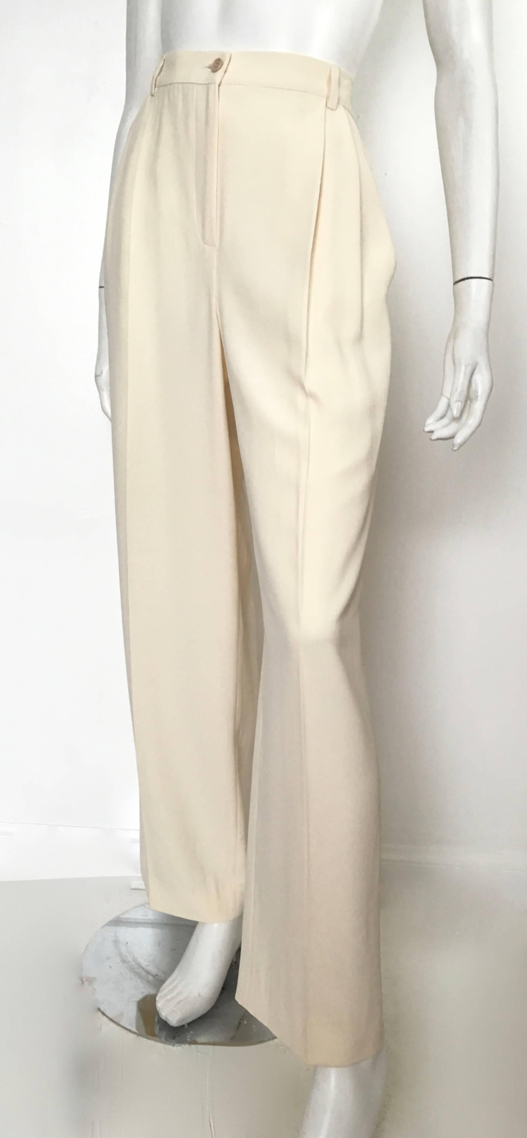 Valentino Cream Pleated Pants with Pockets Size 8. 2
