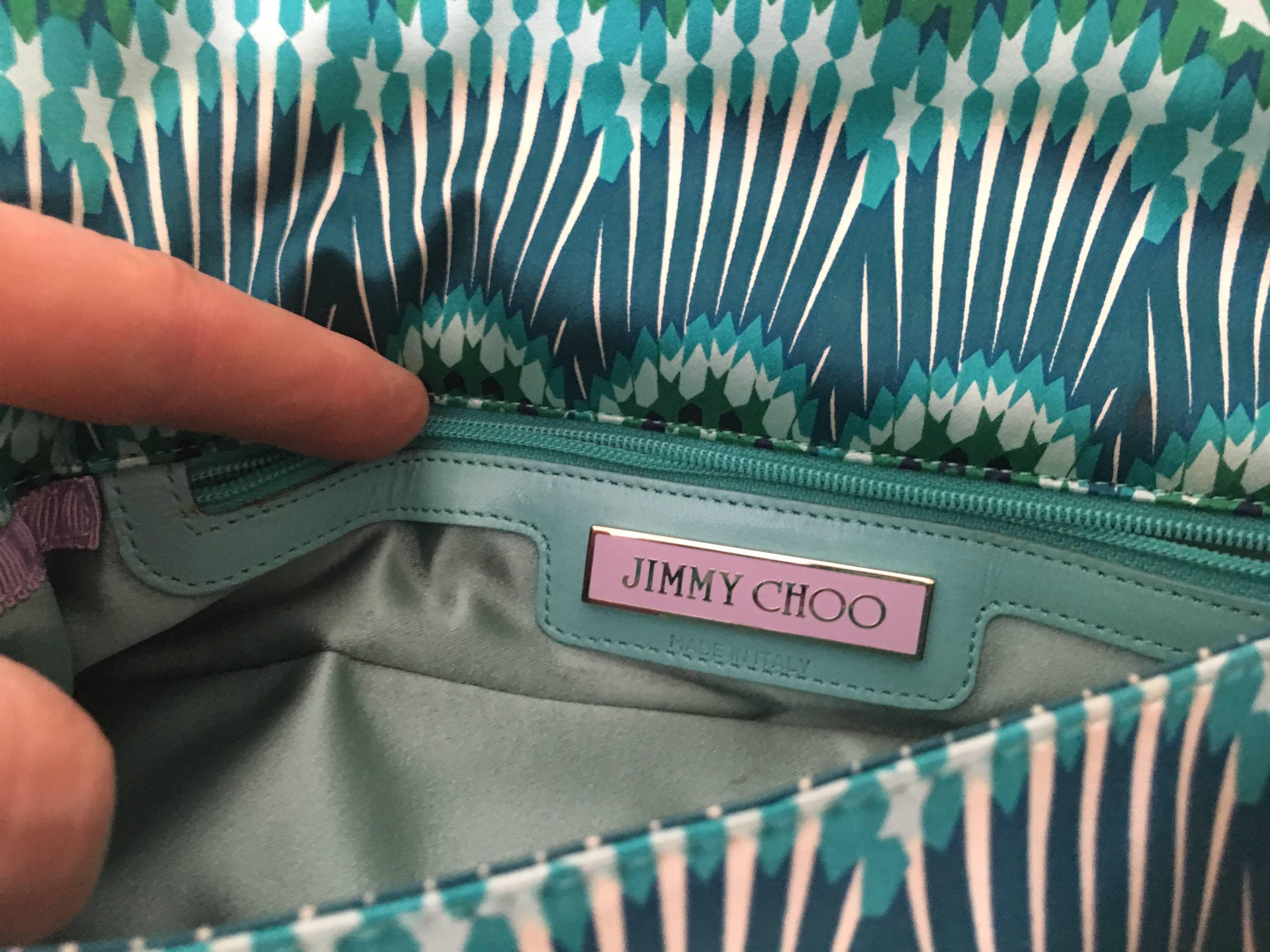 Jimmy Choo Silk with Leather Trim Mini Handbag.  For Sale 4