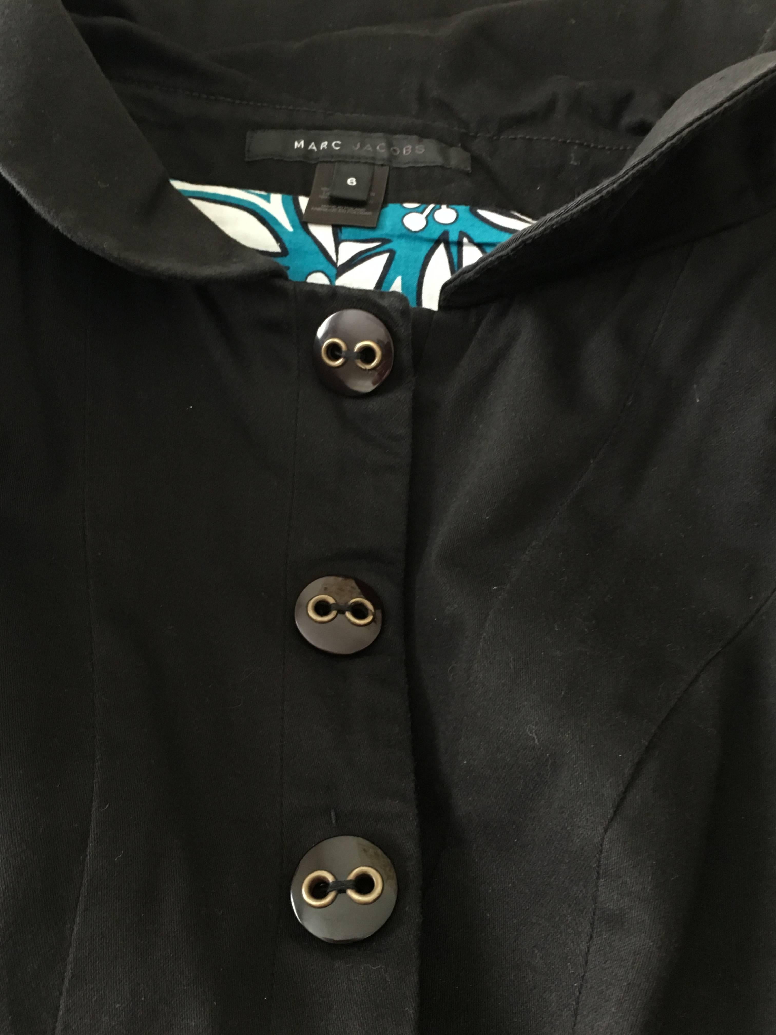 Marc Jacobs Black Snap Button Cotton Vest Size 6. For Sale 4
