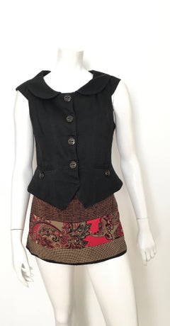 Marc Jacobs Black Snap Button Cotton Vest Size 6.