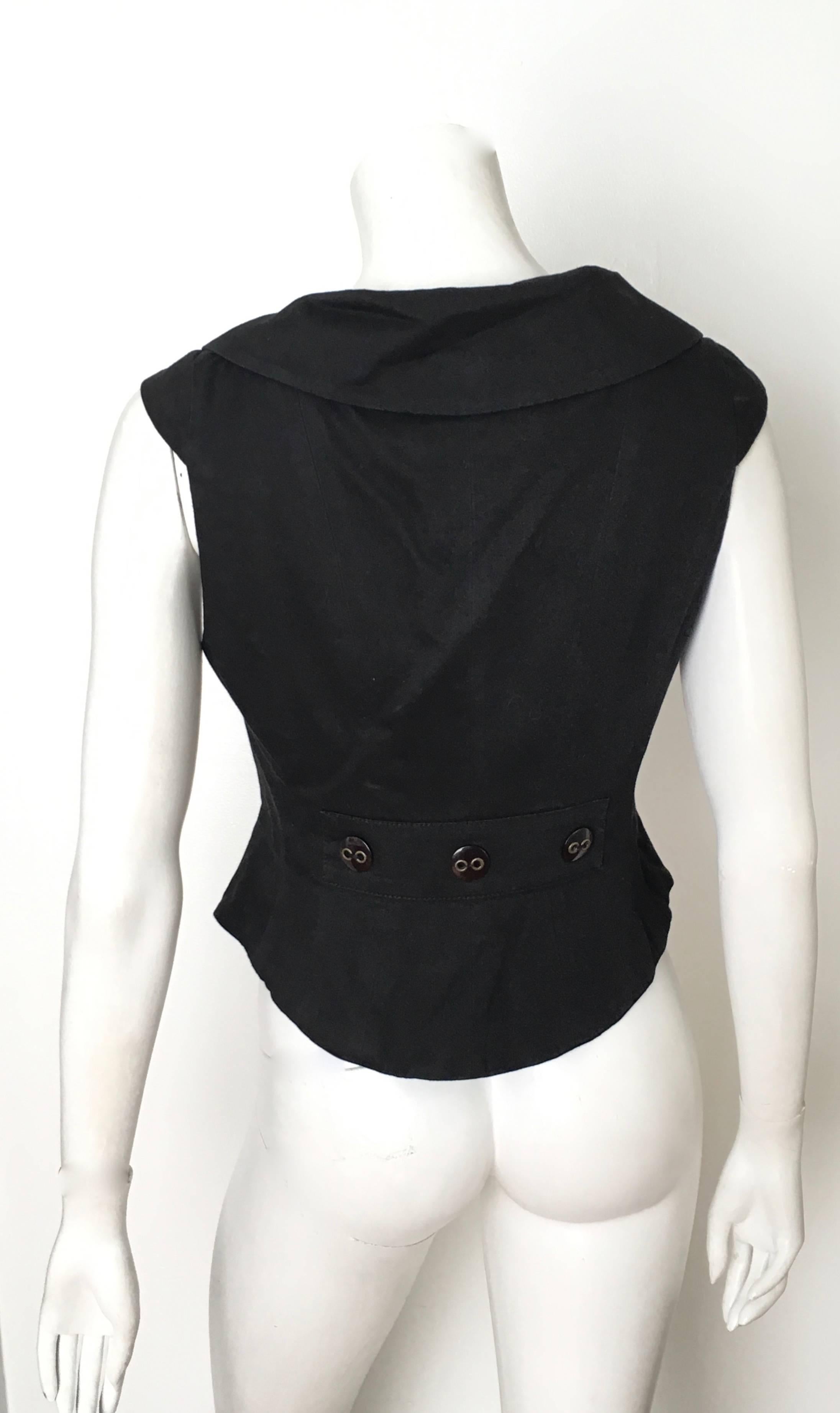 Marc Jacobs Black Snap Button Cotton Vest Size 6. For Sale 1